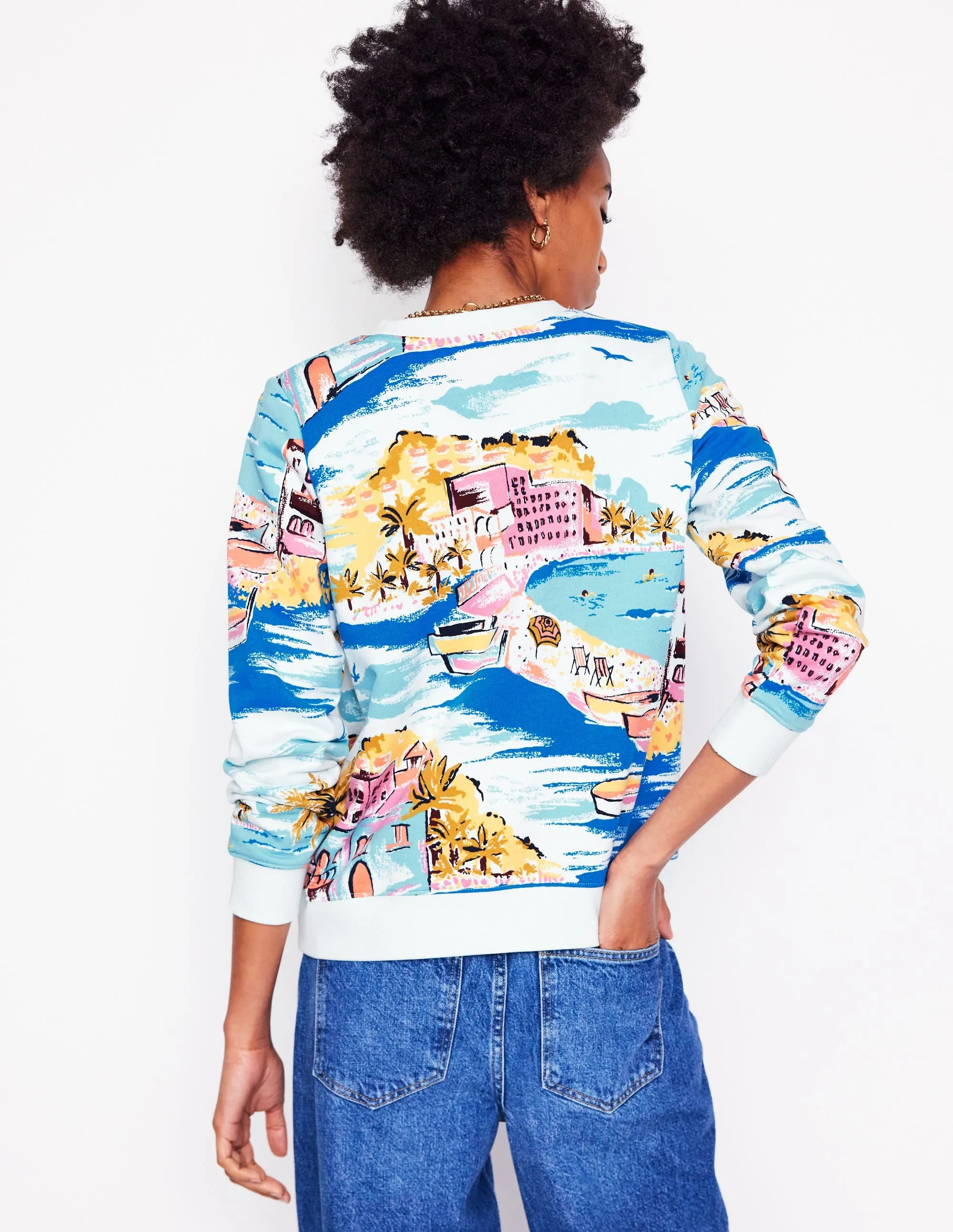 Hannah Printed Sweatshirt-Multi. Paradise Bay
