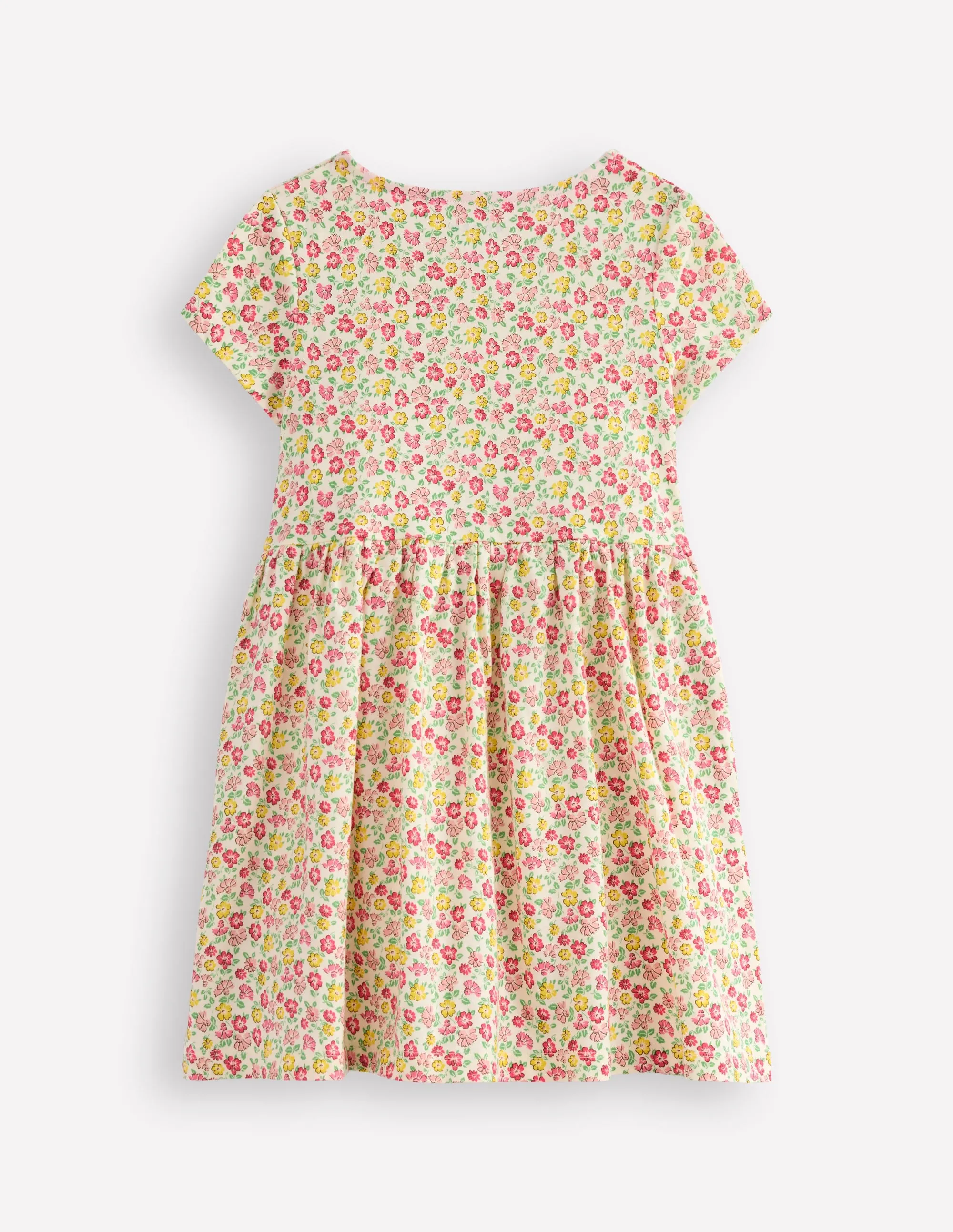 Heart Pocket Fun Jersey Dress-Multi Summer Flowerbed