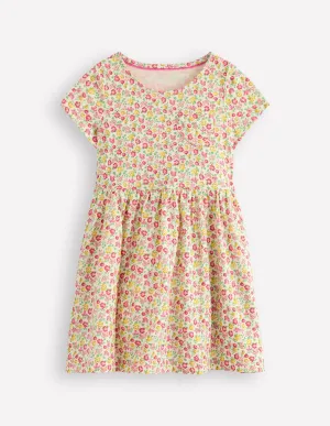Heart Pocket Fun Jersey Dress-Multi Summer Flowerbed