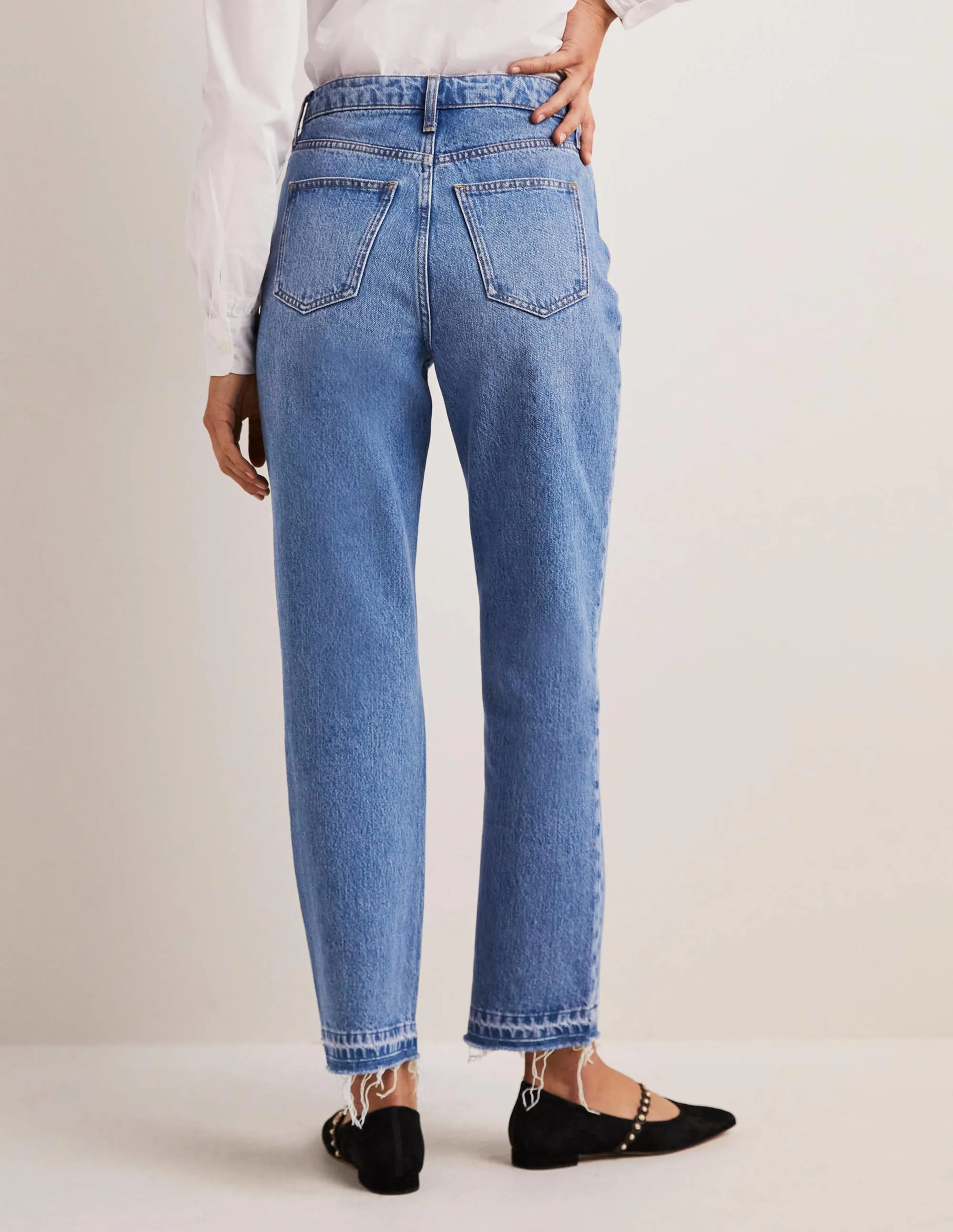 High Rise Straight Leg Jeans-Light Vintage