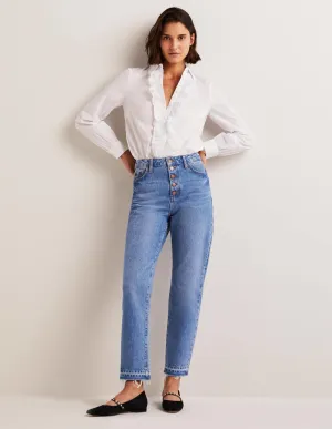 High Rise Straight Leg Jeans-Light Vintage