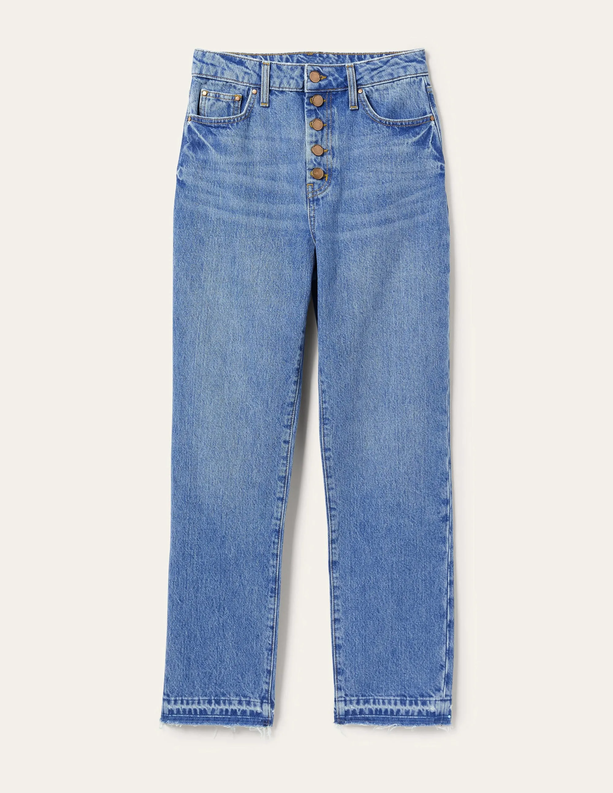 High Rise Straight Leg Jeans-Light Vintage