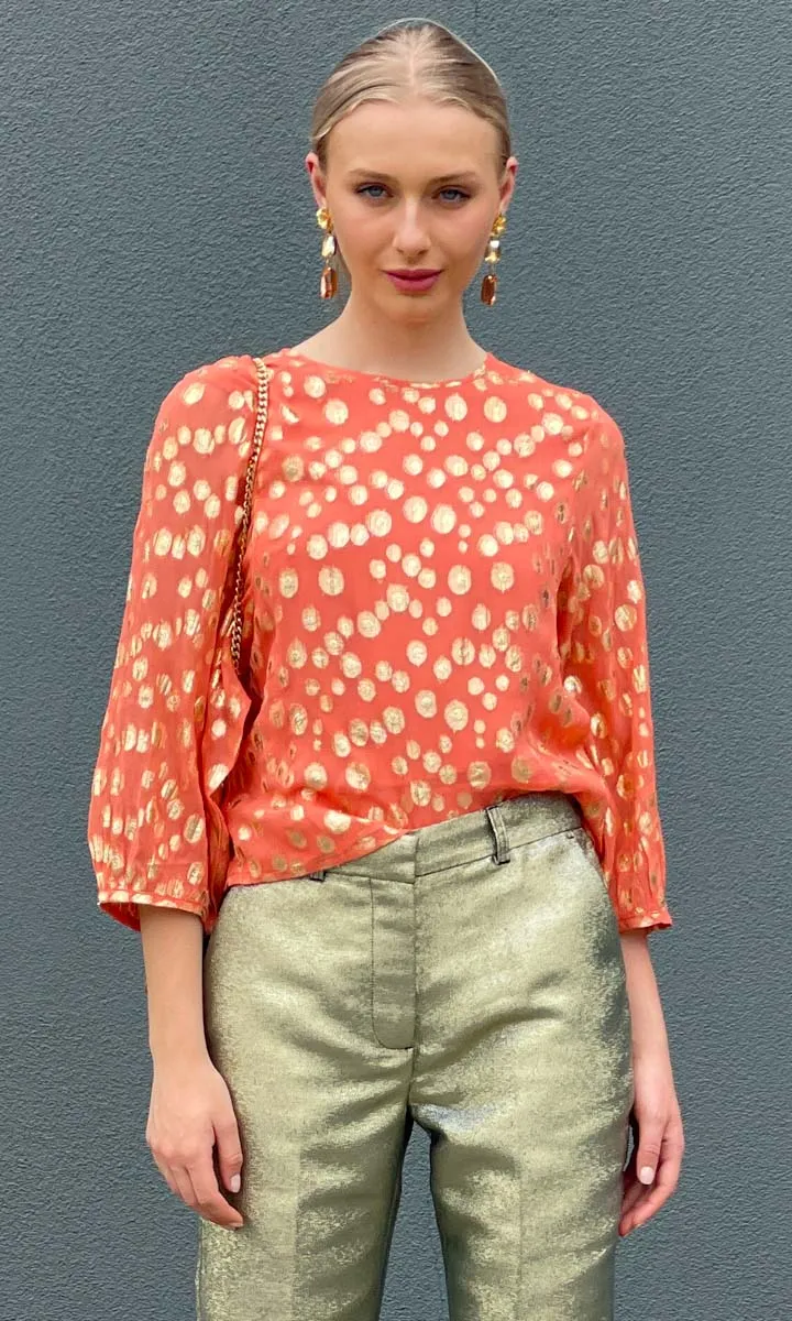 HOSS Helene Tie Back Top - Orange /Gold