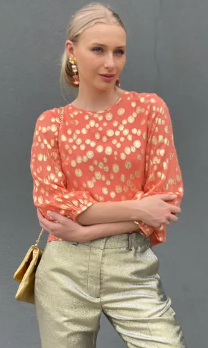 HOSS Helene Tie Back Top - Orange /Gold