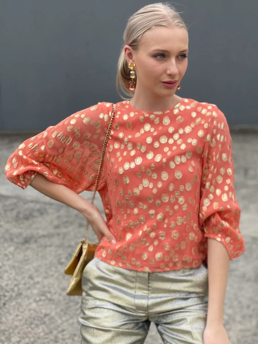 HOSS Helene Tie Back Top - Orange /Gold