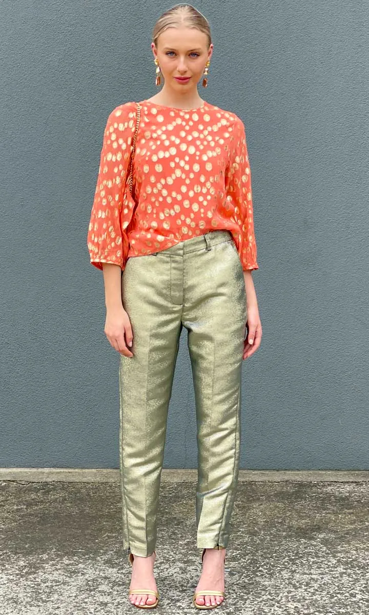 HOSS Helene Tie Back Top - Orange /Gold