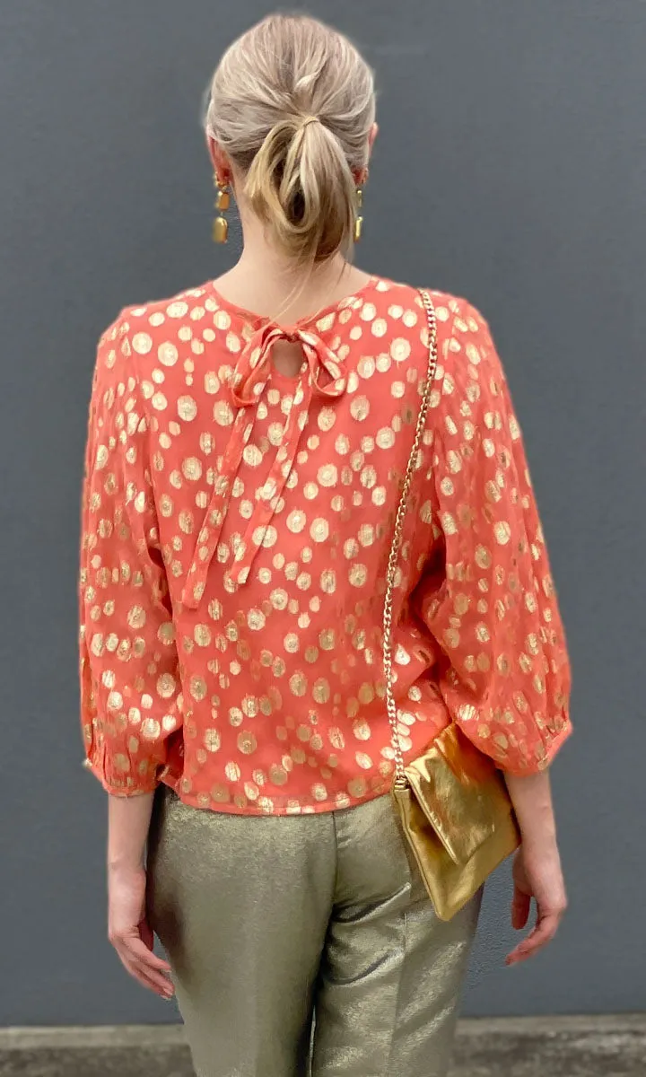 HOSS Helene Tie Back Top - Orange /Gold