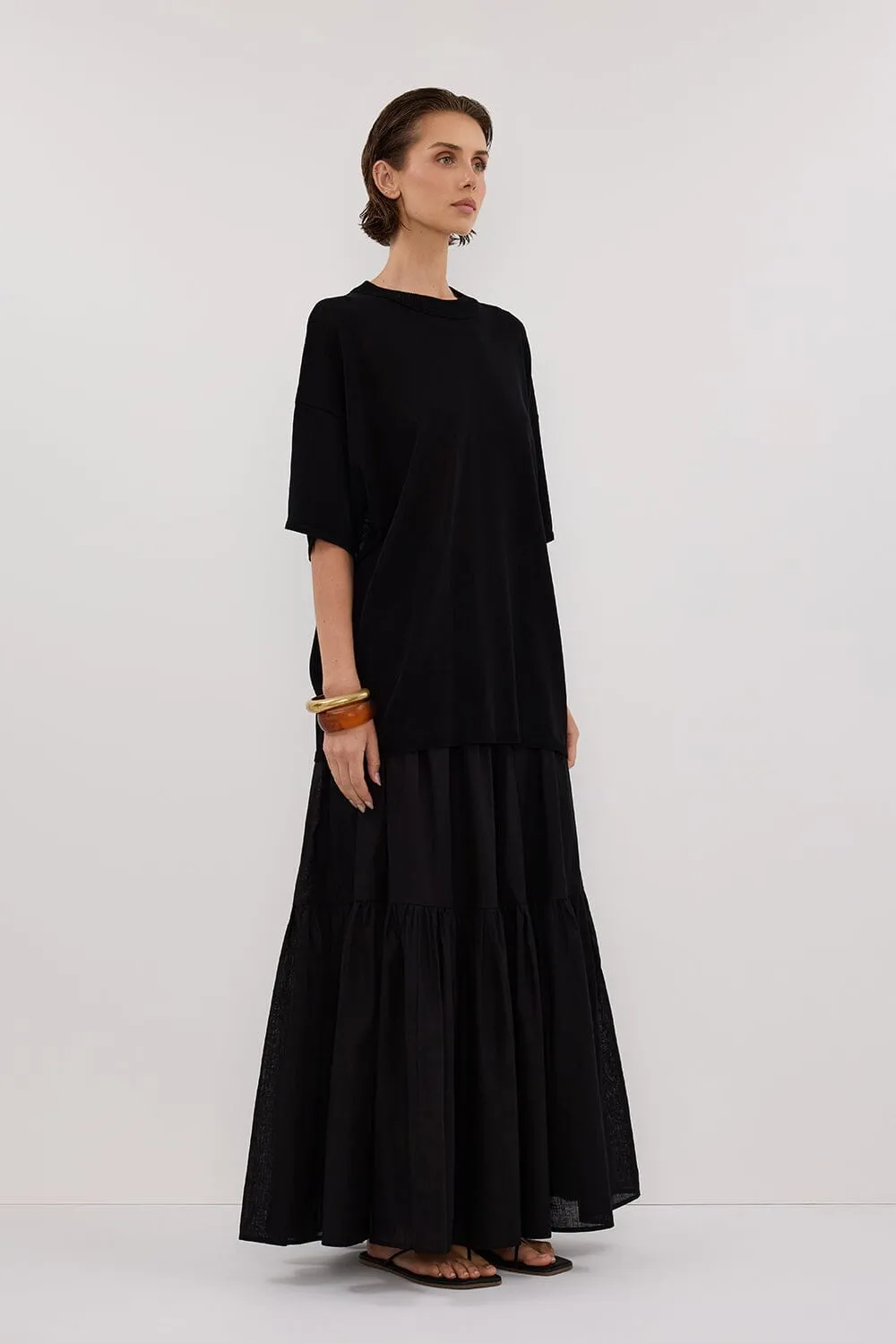 JACKI BLACK OVERSIZED KNIT TEE