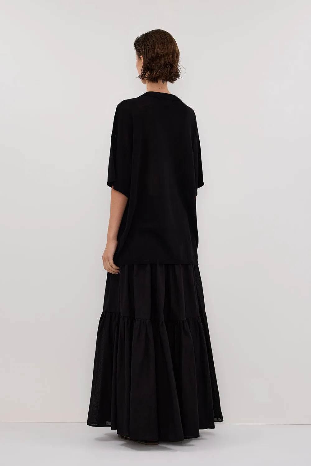 JACKI BLACK OVERSIZED KNIT TEE