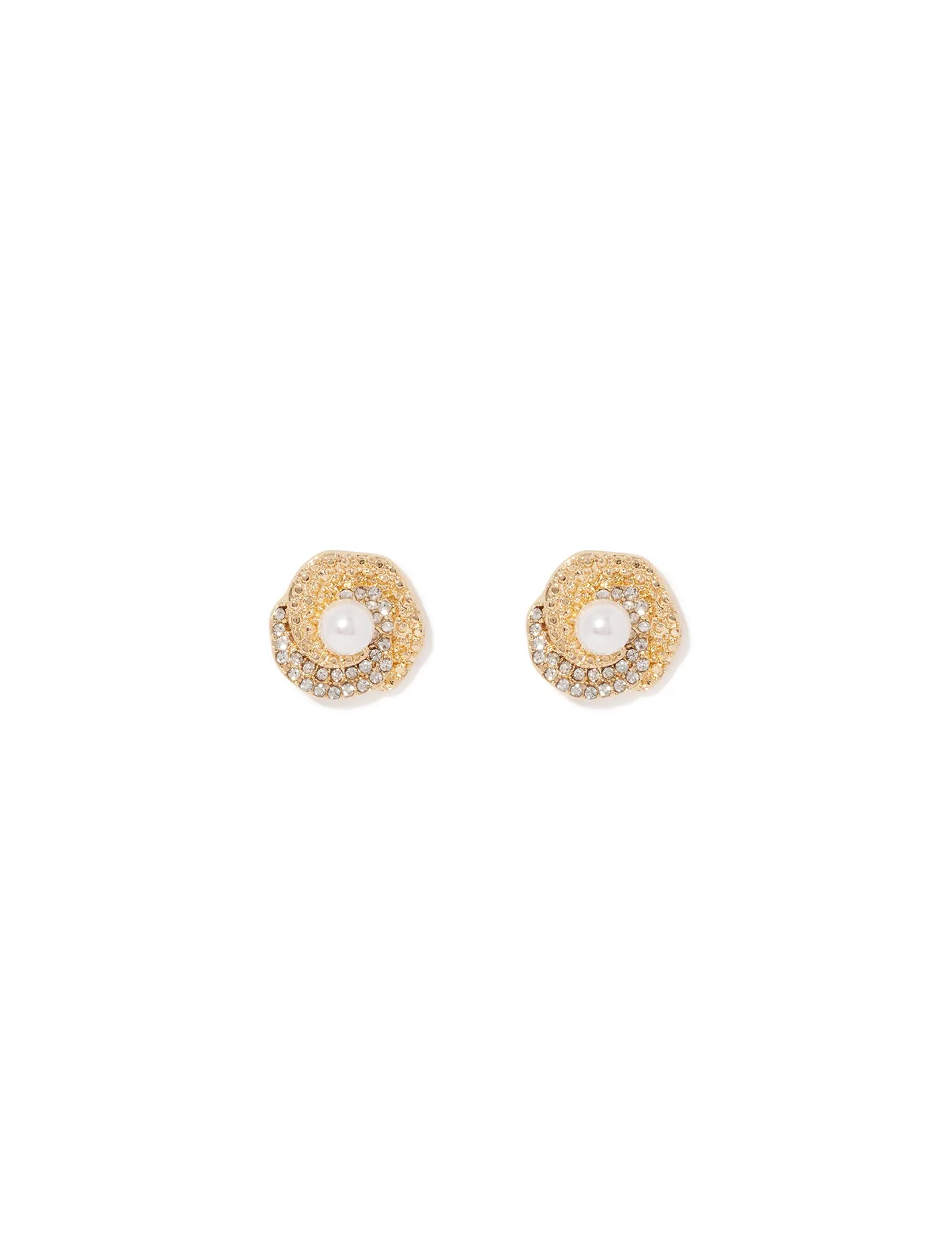 Jenna Crystal Pearl Stud Earrings