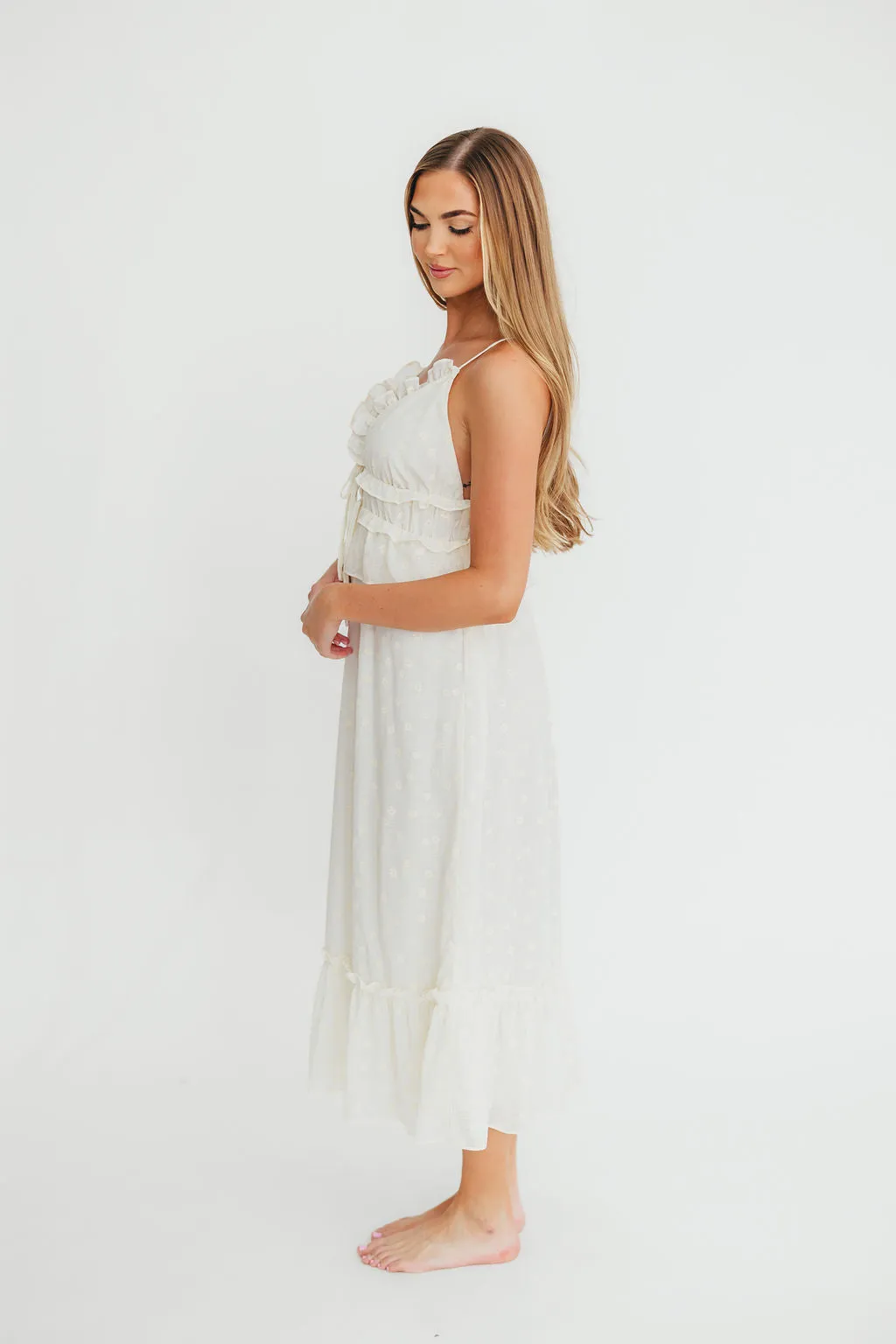 Jordan Midi Dress in Cream Floral