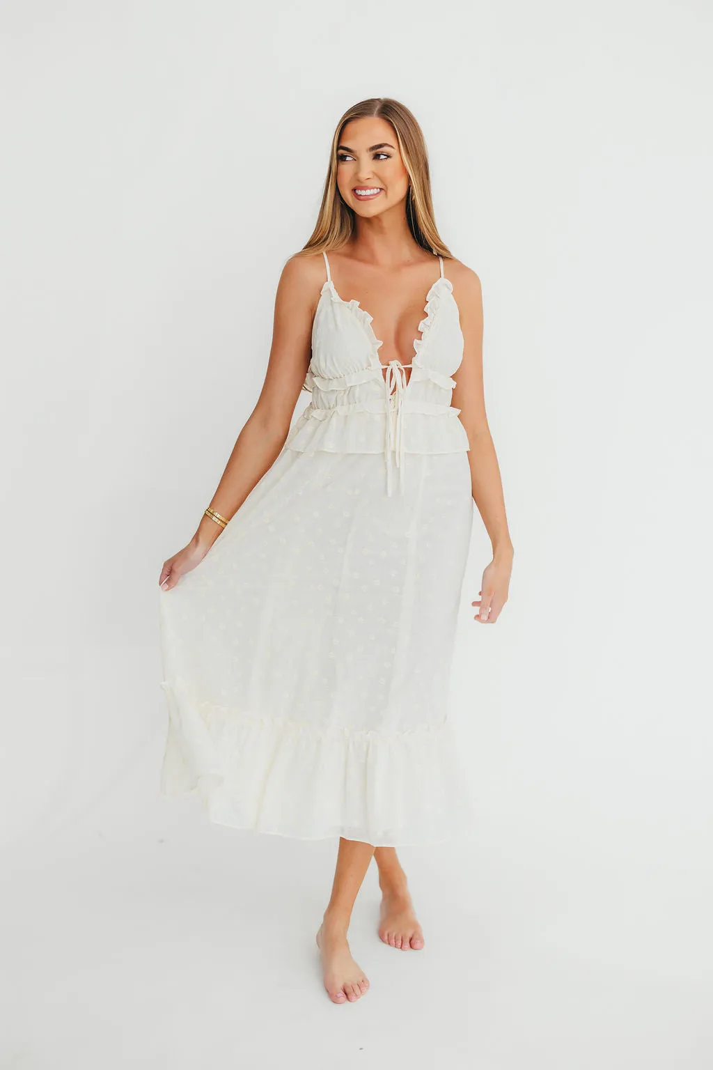 Jordan Midi Dress in Cream Floral