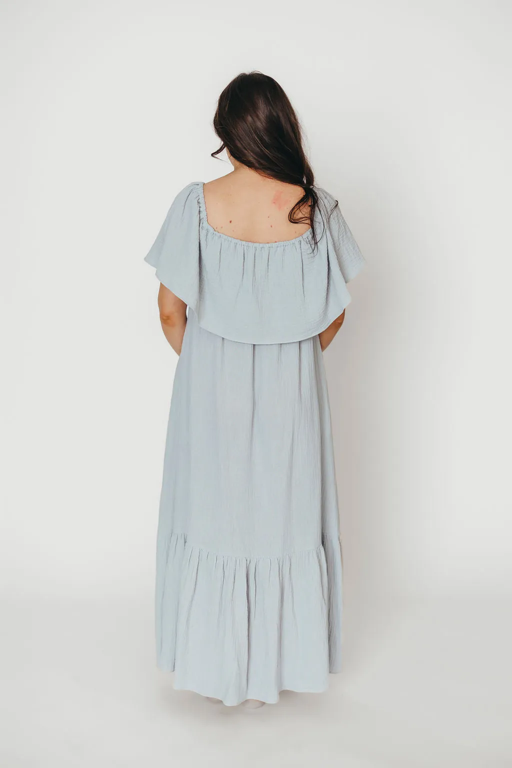 Josie 100% Cotton Maxi Dress in Cloud - Bump & Nursing Friendly