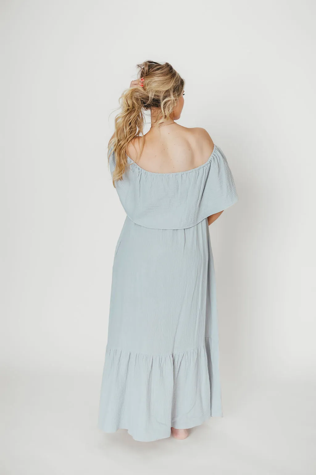 Josie 100% Cotton Maxi Dress in Cloud - Bump & Nursing Friendly