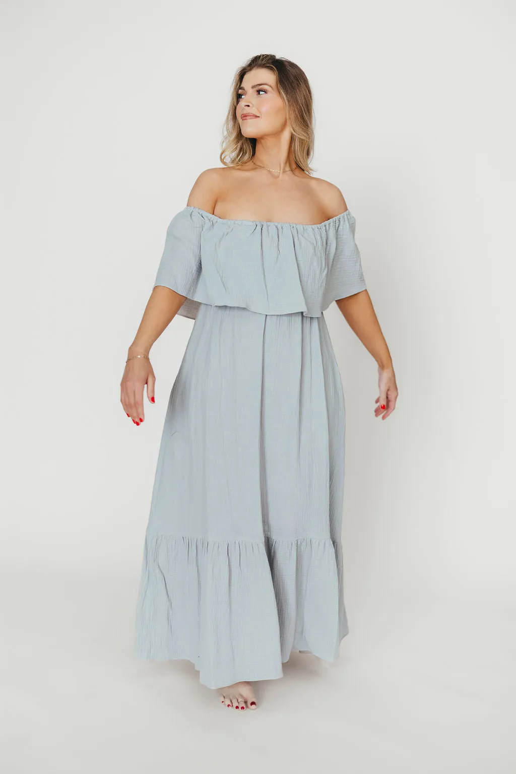 Josie 100% Cotton Maxi Dress in Cloud - Bump & Nursing Friendly