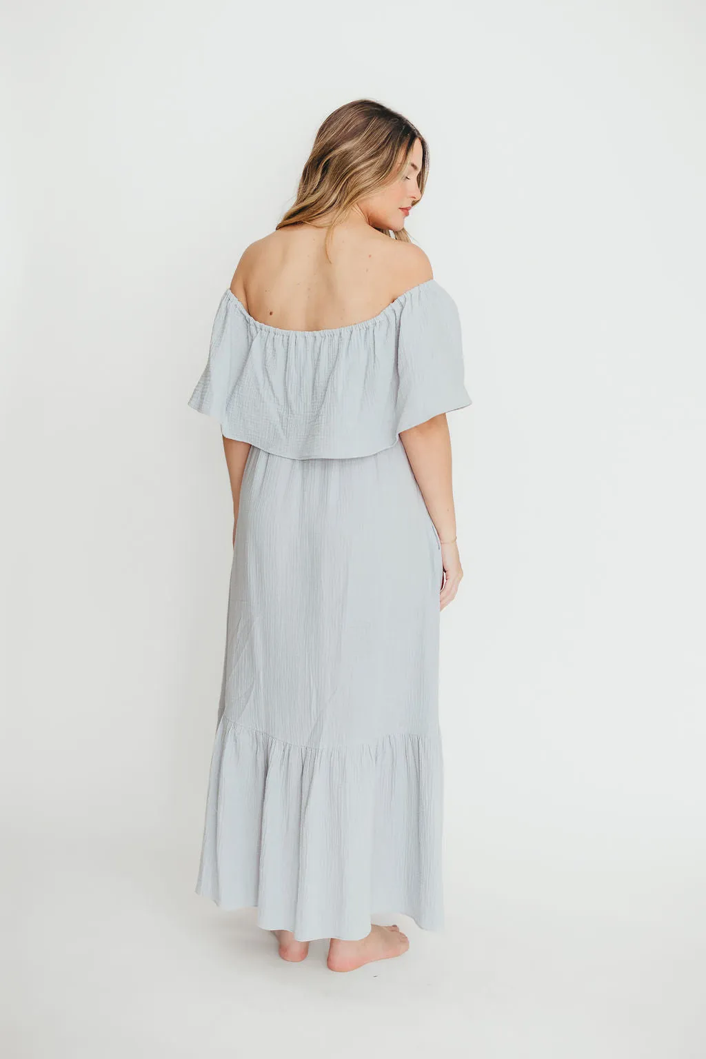 Josie 100% Cotton Maxi Dress in Cloud - Bump & Nursing Friendly