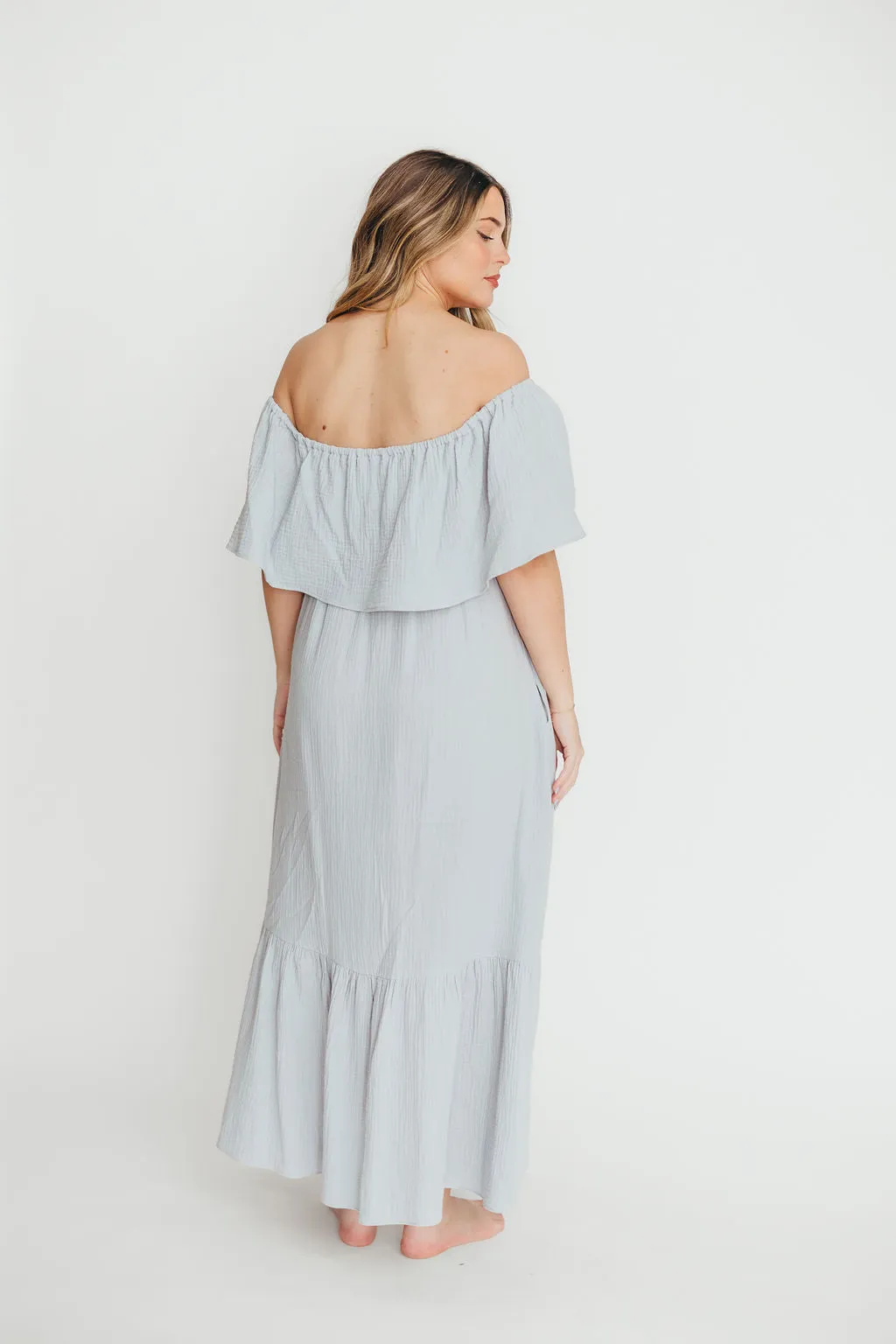 Josie 100% Cotton Maxi Dress in Cloud - Bump & Nursing Friendly
