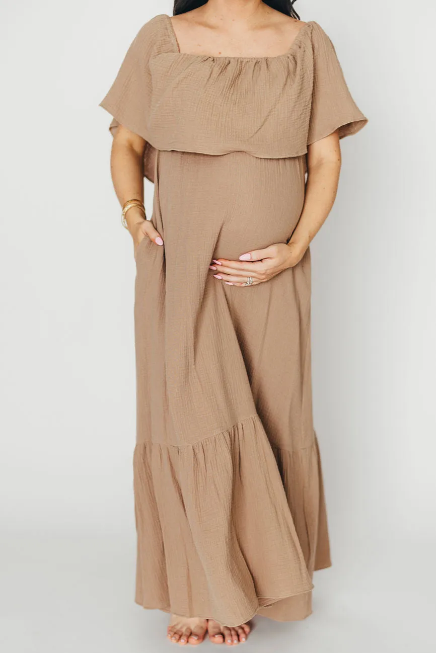 Josie 100% Cotton Maxi Dress in Dry Thyme - Bump & Nursing Friendly