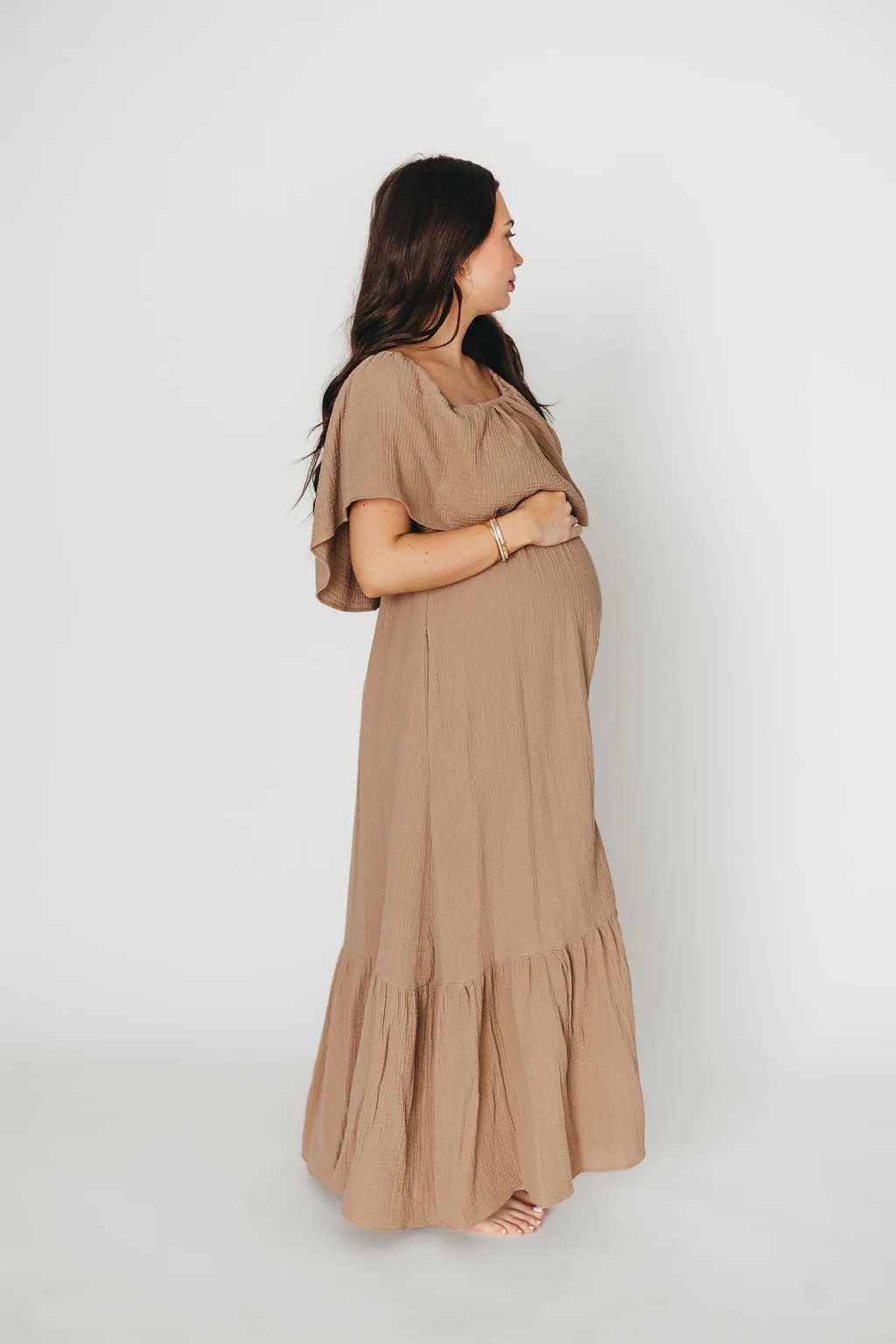 Josie 100% Cotton Maxi Dress in Dry Thyme - Bump & Nursing Friendly