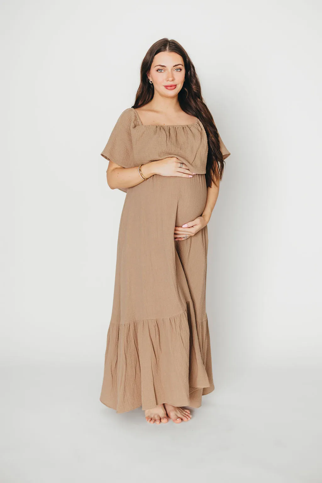 Josie 100% Cotton Maxi Dress in Dry Thyme - Bump & Nursing Friendly