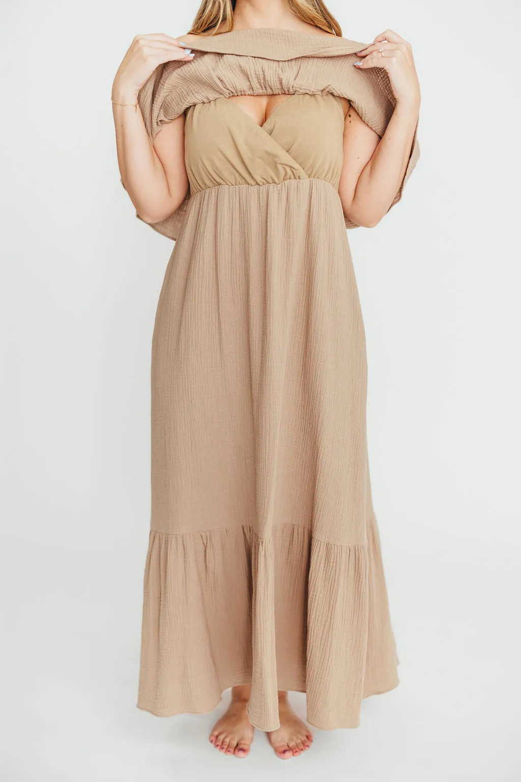 Josie 100% Cotton Maxi Dress in Dry Thyme - Bump & Nursing Friendly