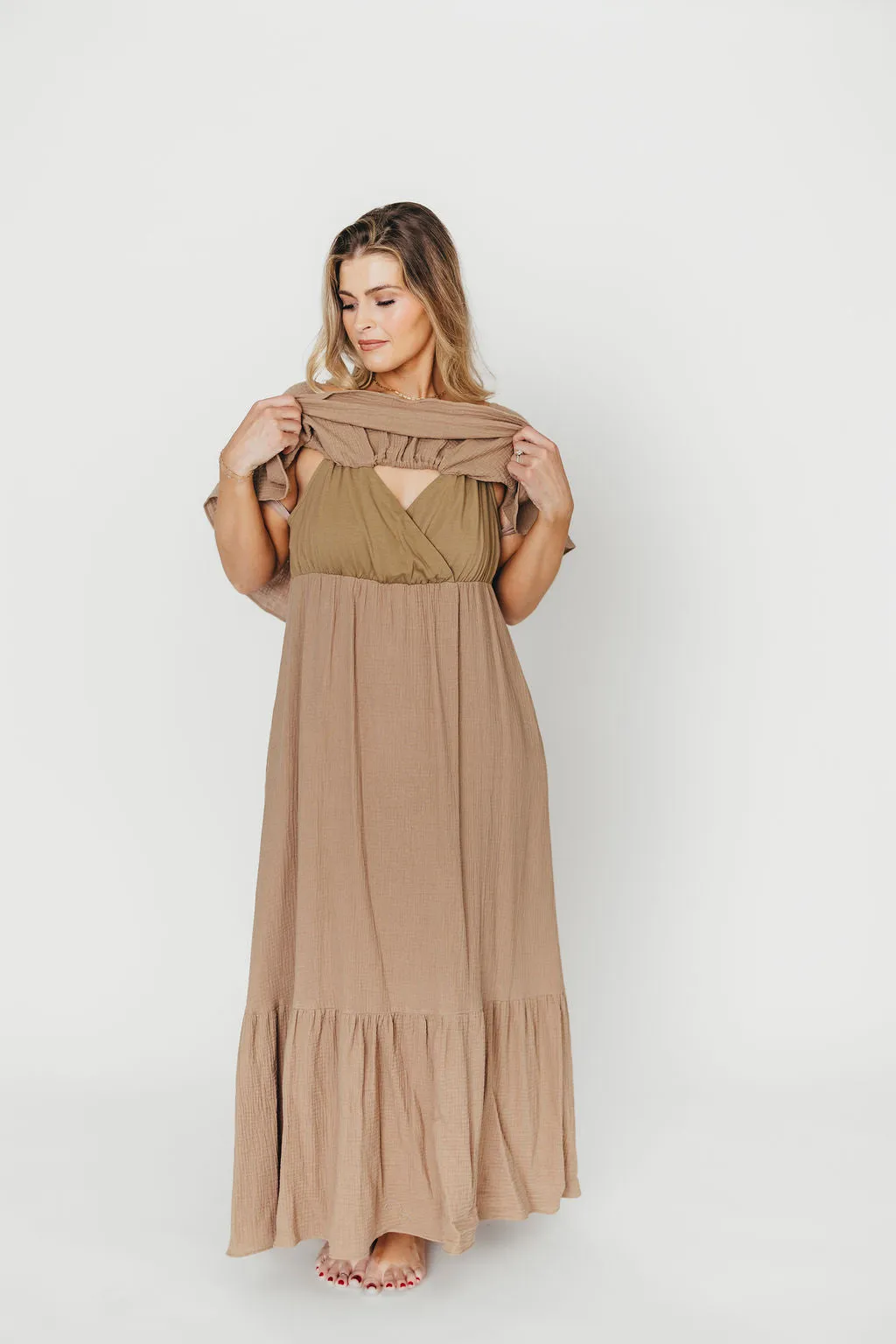 Josie 100% Cotton Maxi Dress in Dry Thyme - Bump & Nursing Friendly