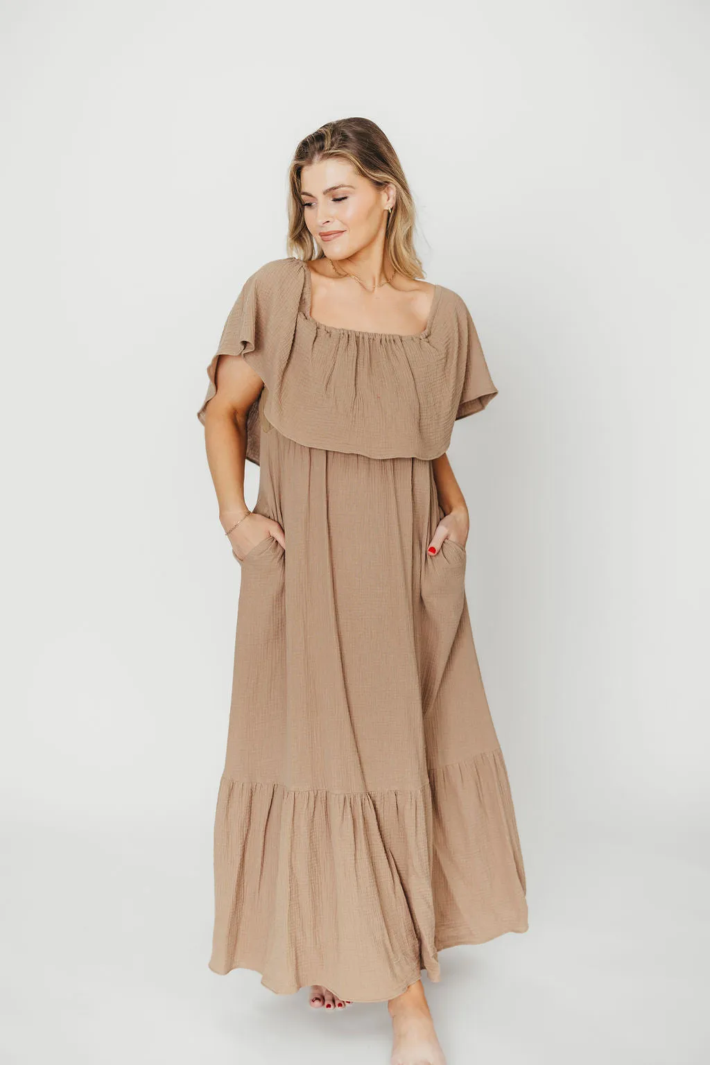 Josie 100% Cotton Maxi Dress in Dry Thyme - Bump & Nursing Friendly