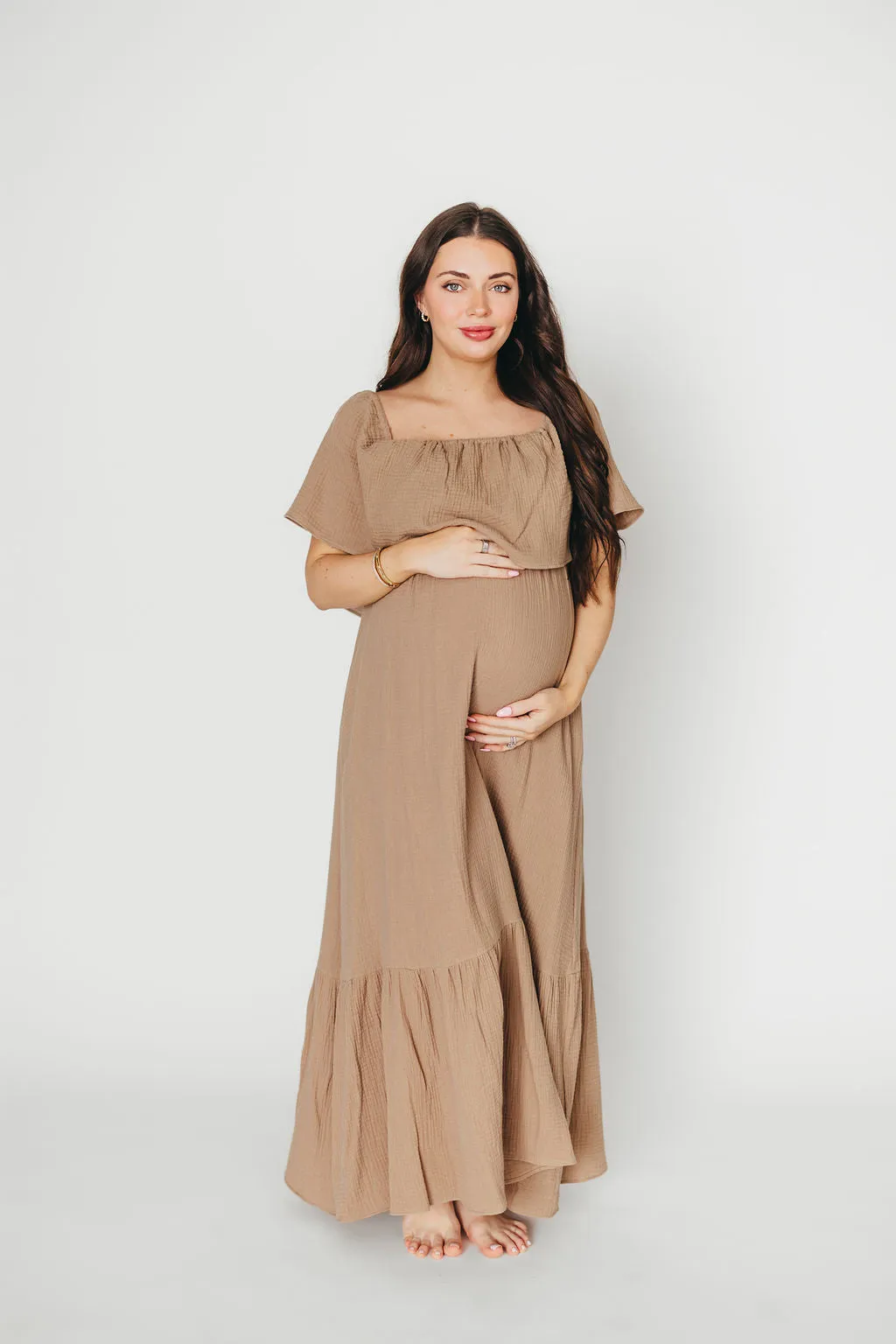 Josie 100% Cotton Maxi Dress in Dry Thyme - Bump & Nursing Friendly