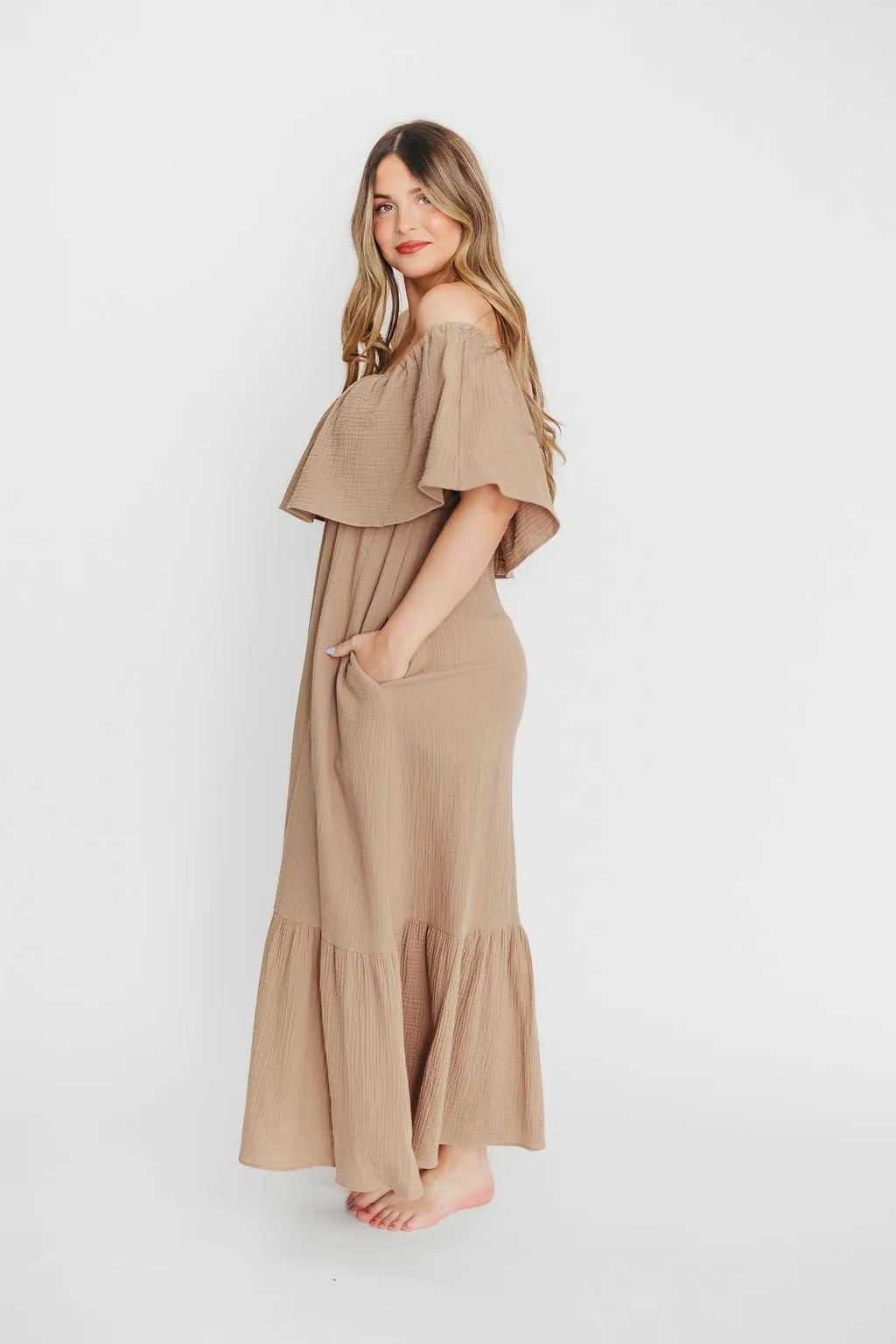 Josie 100% Cotton Maxi Dress in Dry Thyme - Bump & Nursing Friendly