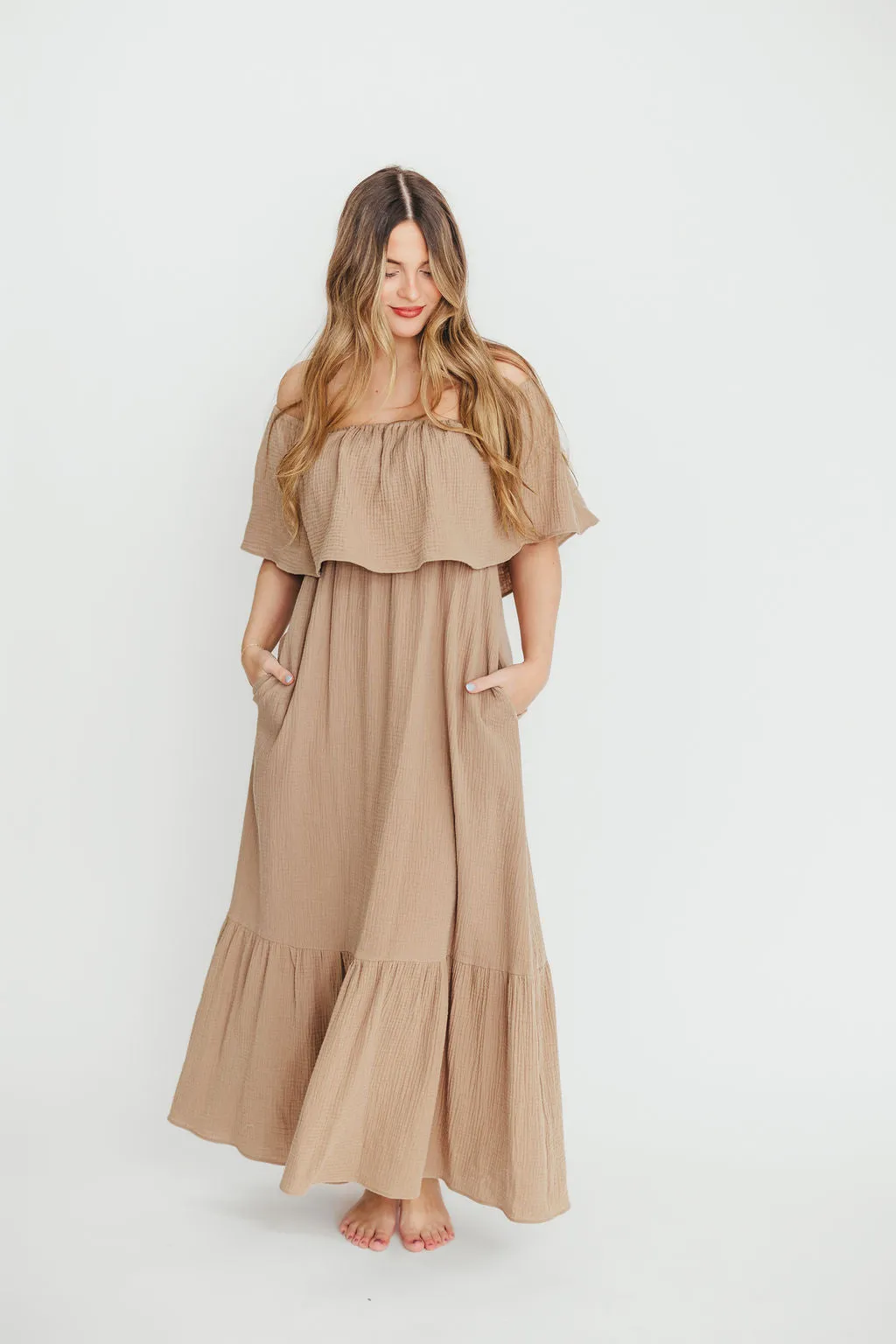 Josie 100% Cotton Maxi Dress in Dry Thyme - Bump & Nursing Friendly