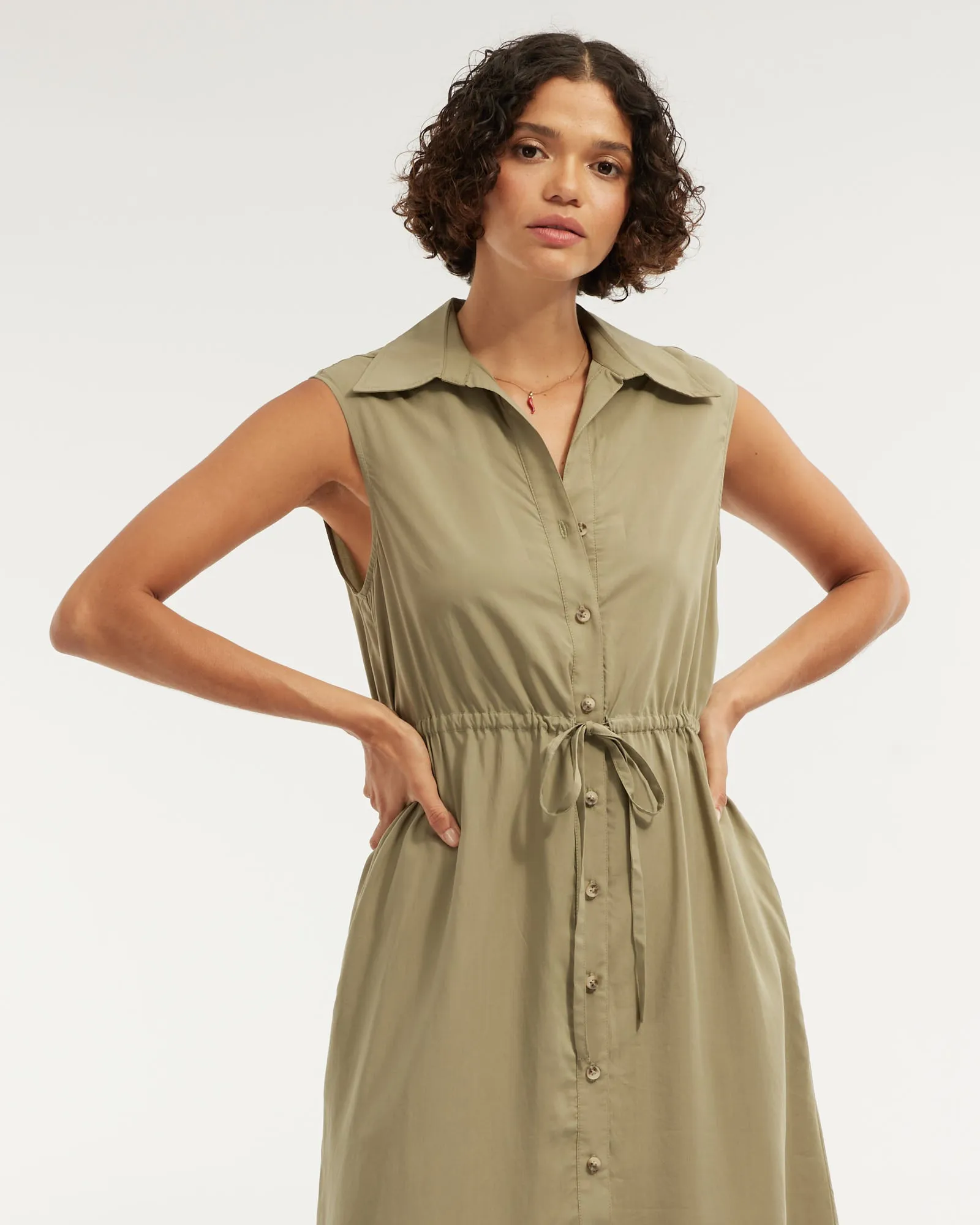Kate Buttoned Maxi Dress - Olive