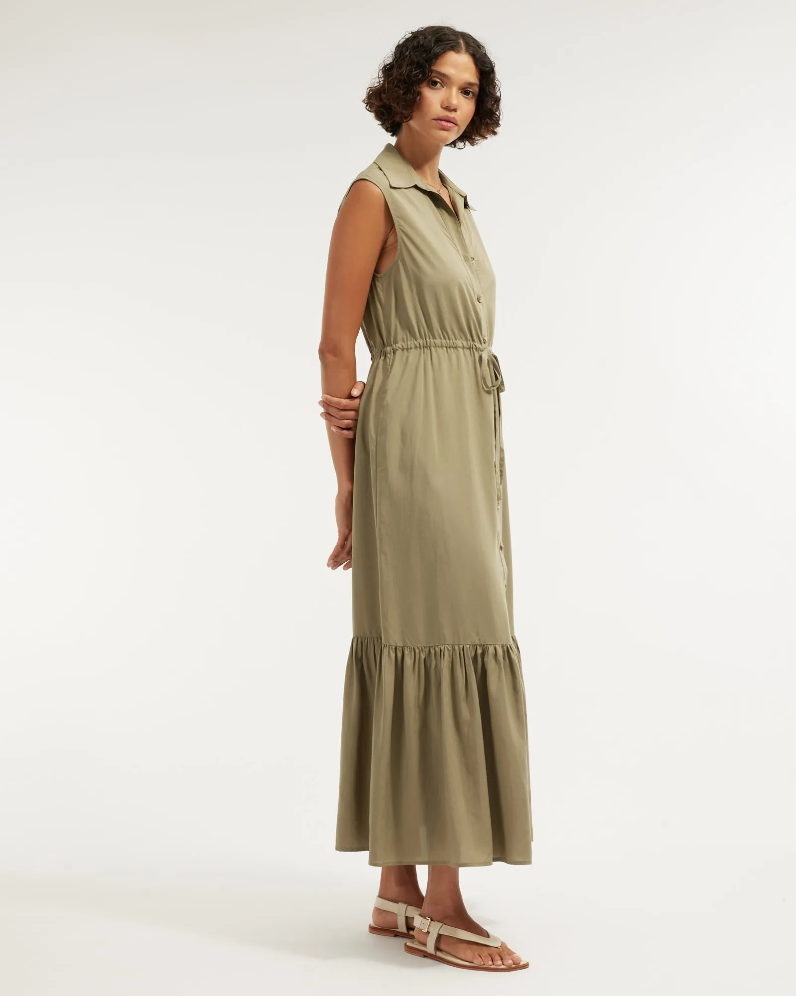 Kate Buttoned Maxi Dress - Olive