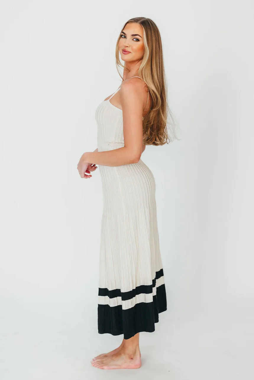 Kenzie Ribbed Dress in Ecru/Black
