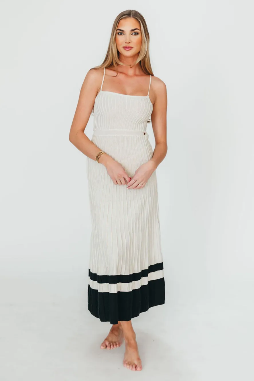 Kenzie Ribbed Dress in Ecru/Black