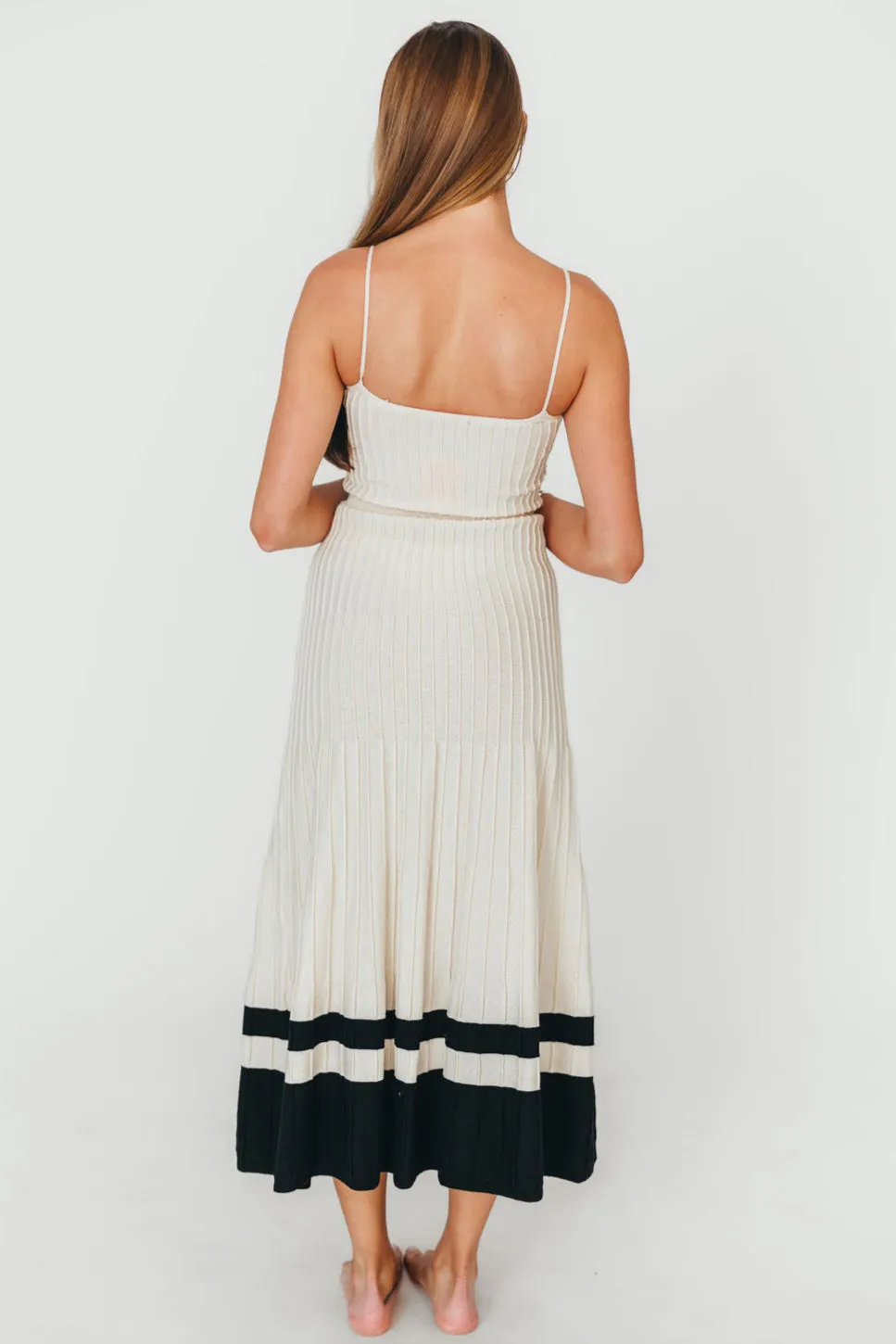 Kenzie Ribbed Dress in Ecru/Black