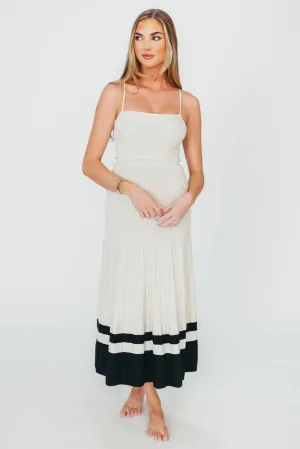 Kenzie Ribbed Dress in Ecru/Black