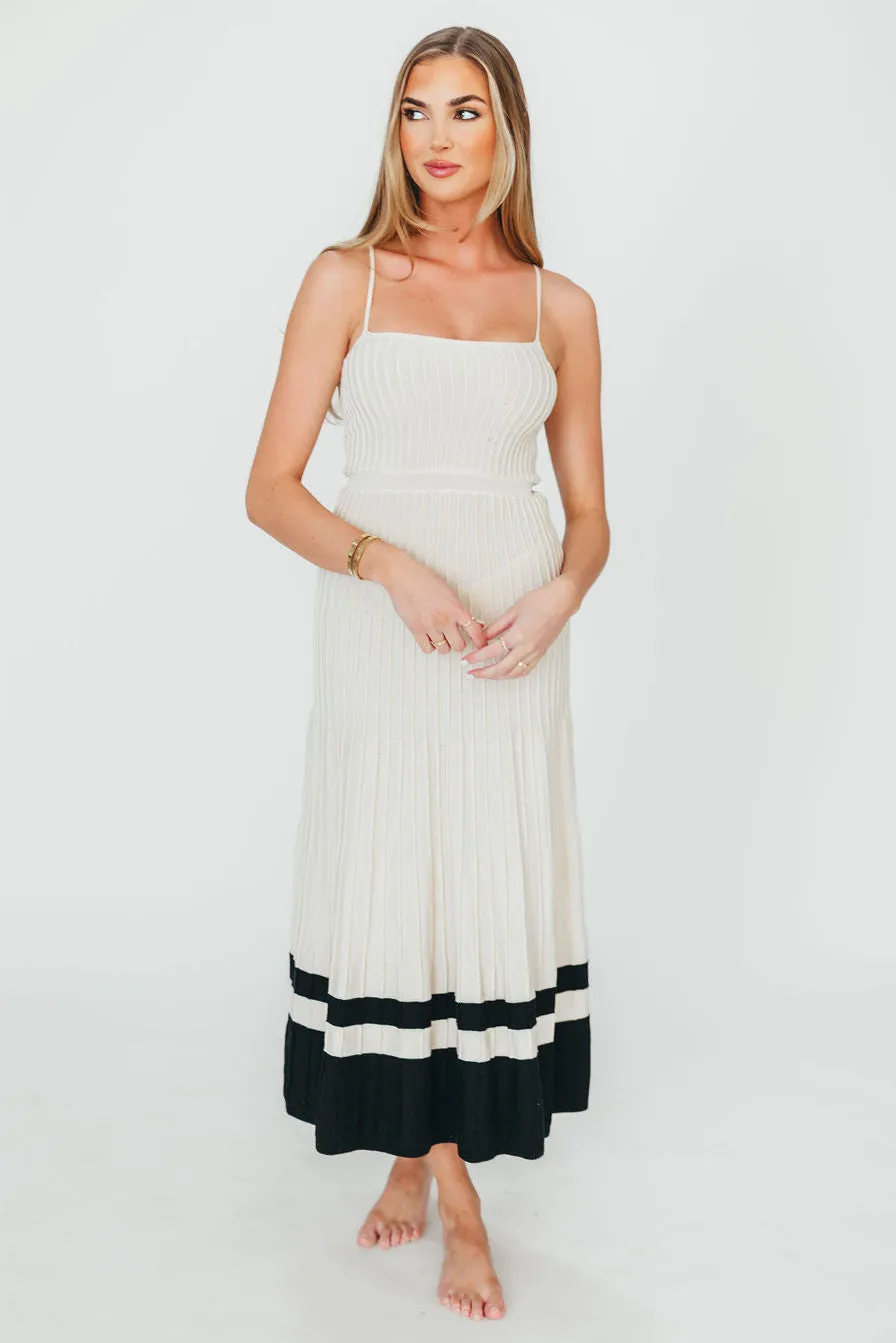 Kenzie Ribbed Dress in Ecru/Black