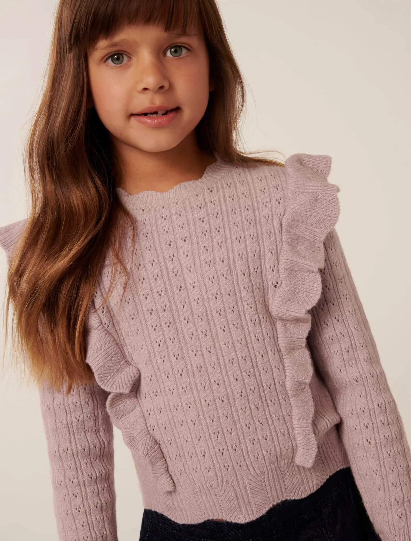 Kira Girls Pointelle Crew Top