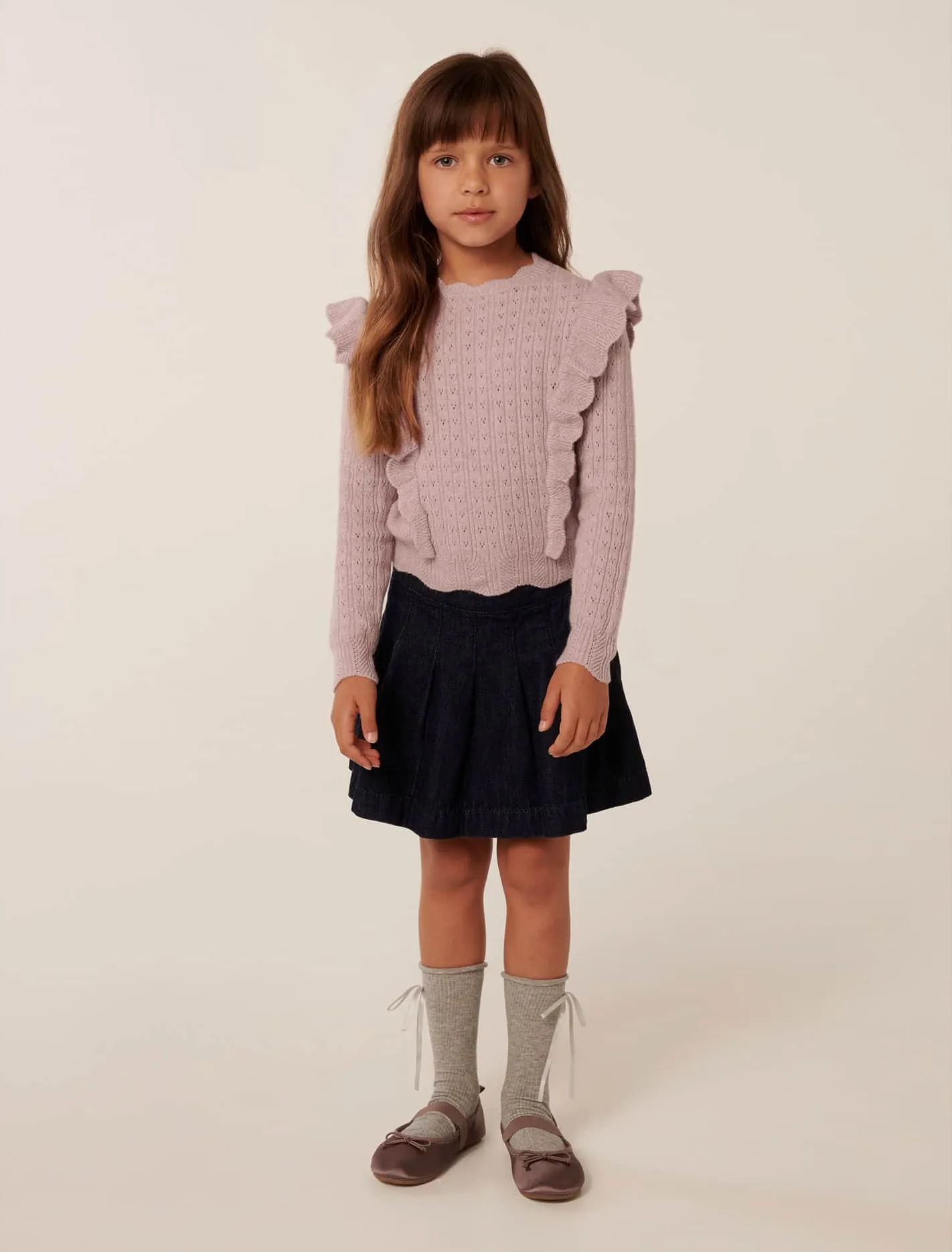 Kira Girls Pointelle Crew Top