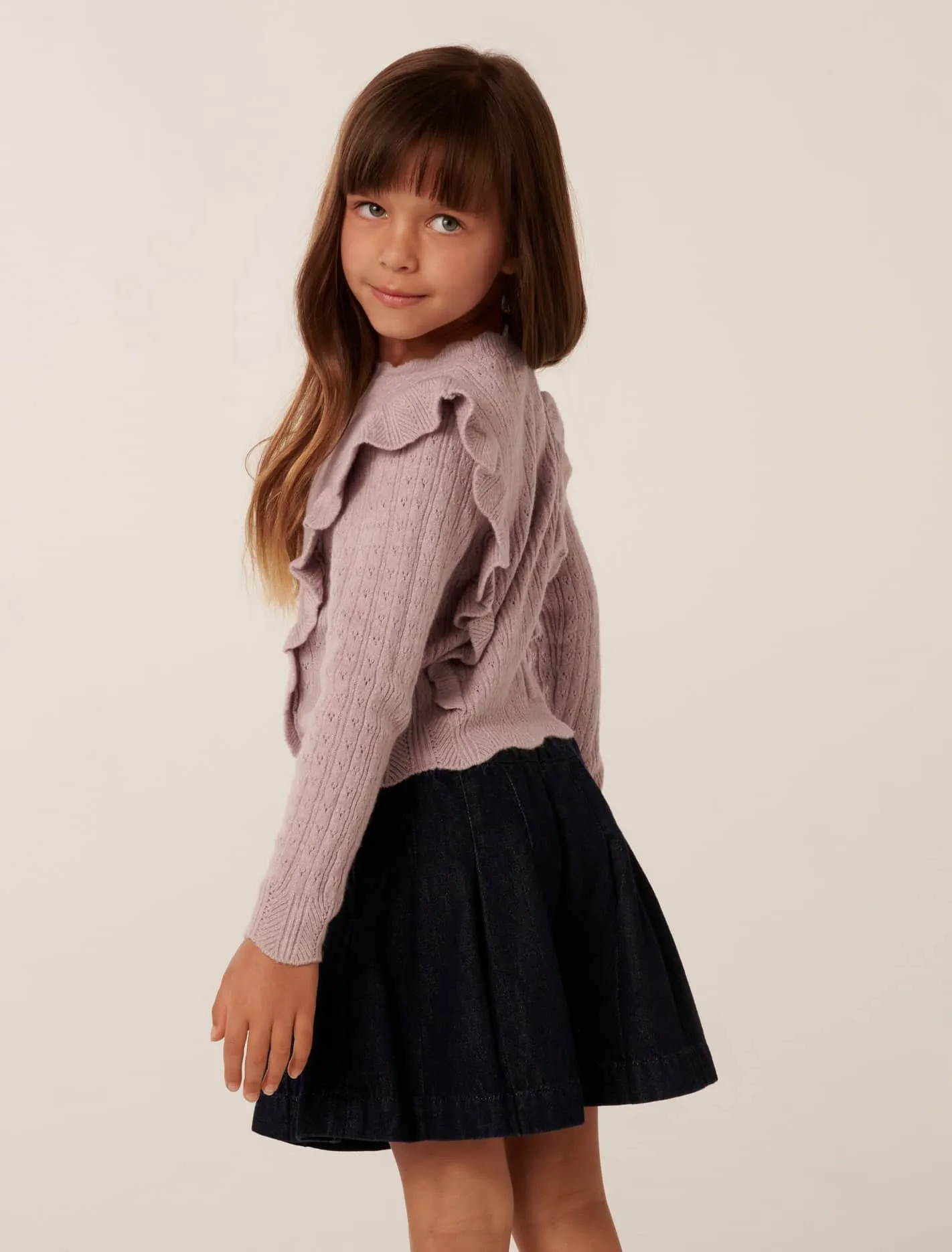 Kira Girls Pointelle Crew Top