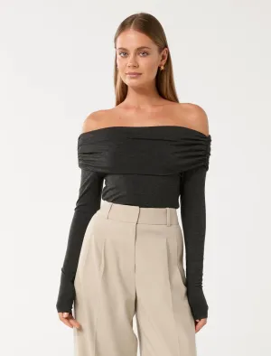 Kyla Ruched Bardot Top