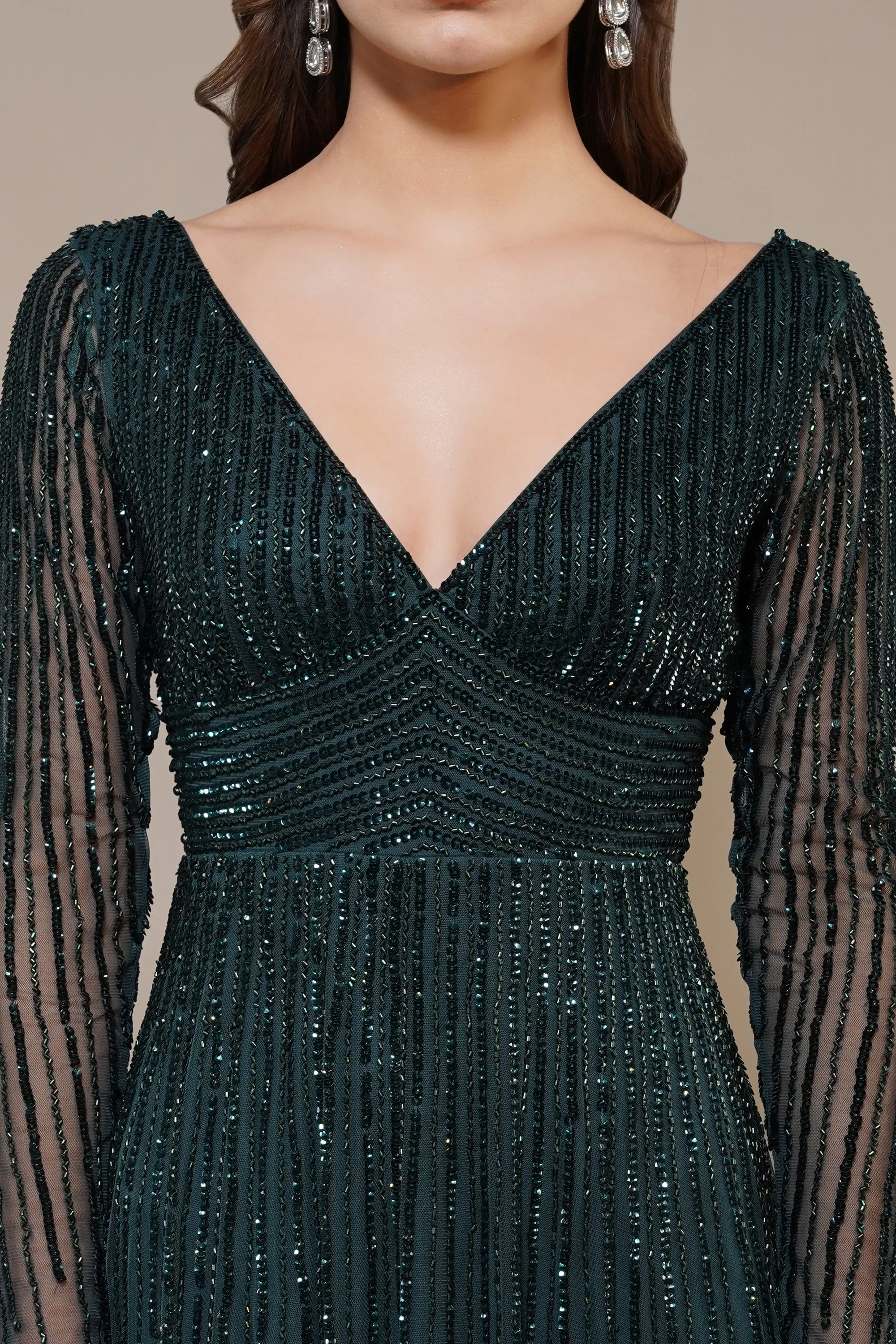 Laura Embellished Maxi Dress in Emerald Green