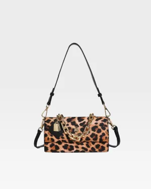 Leopard Print Shoulder Bag in Beige