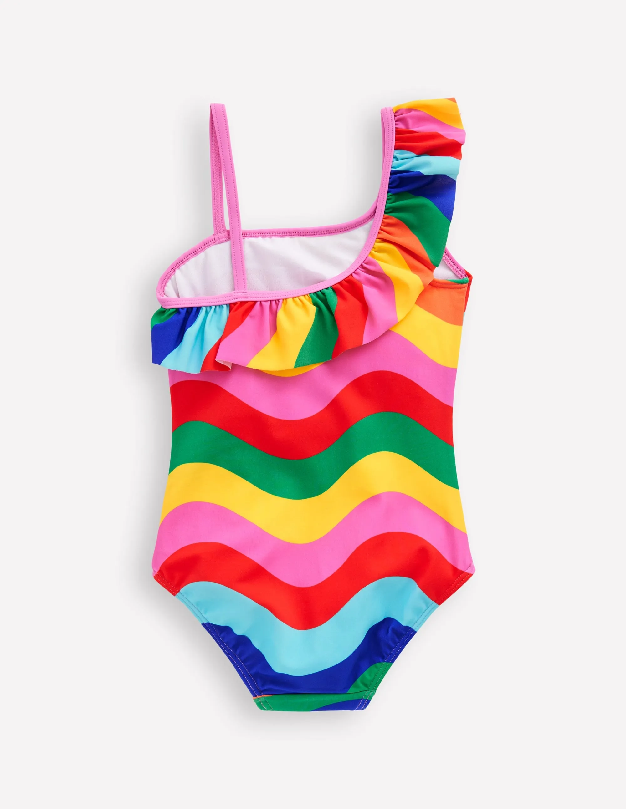 Lila One Shoulder Swimsuit-Multi Rainbow Wave