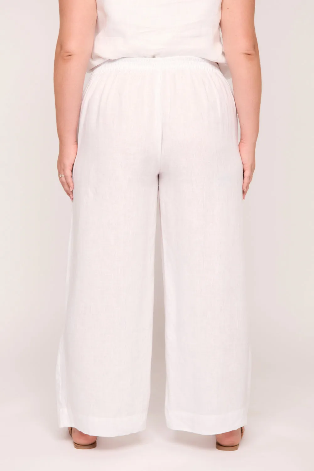 Liliana Linen Wide Leg Pant in White