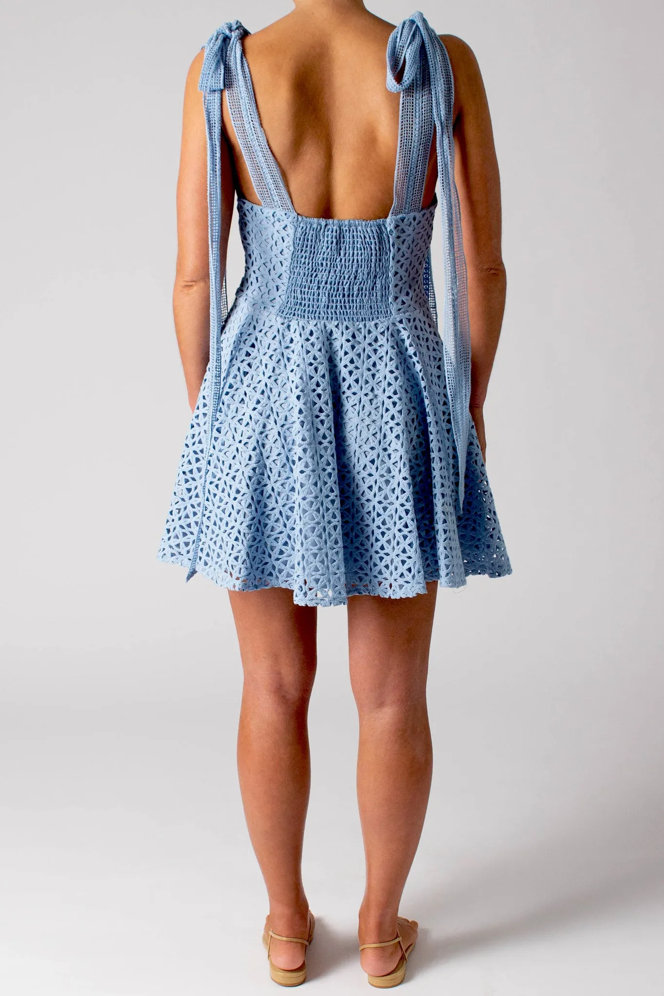 Lily Circle Lace Mini Dress - French Blue