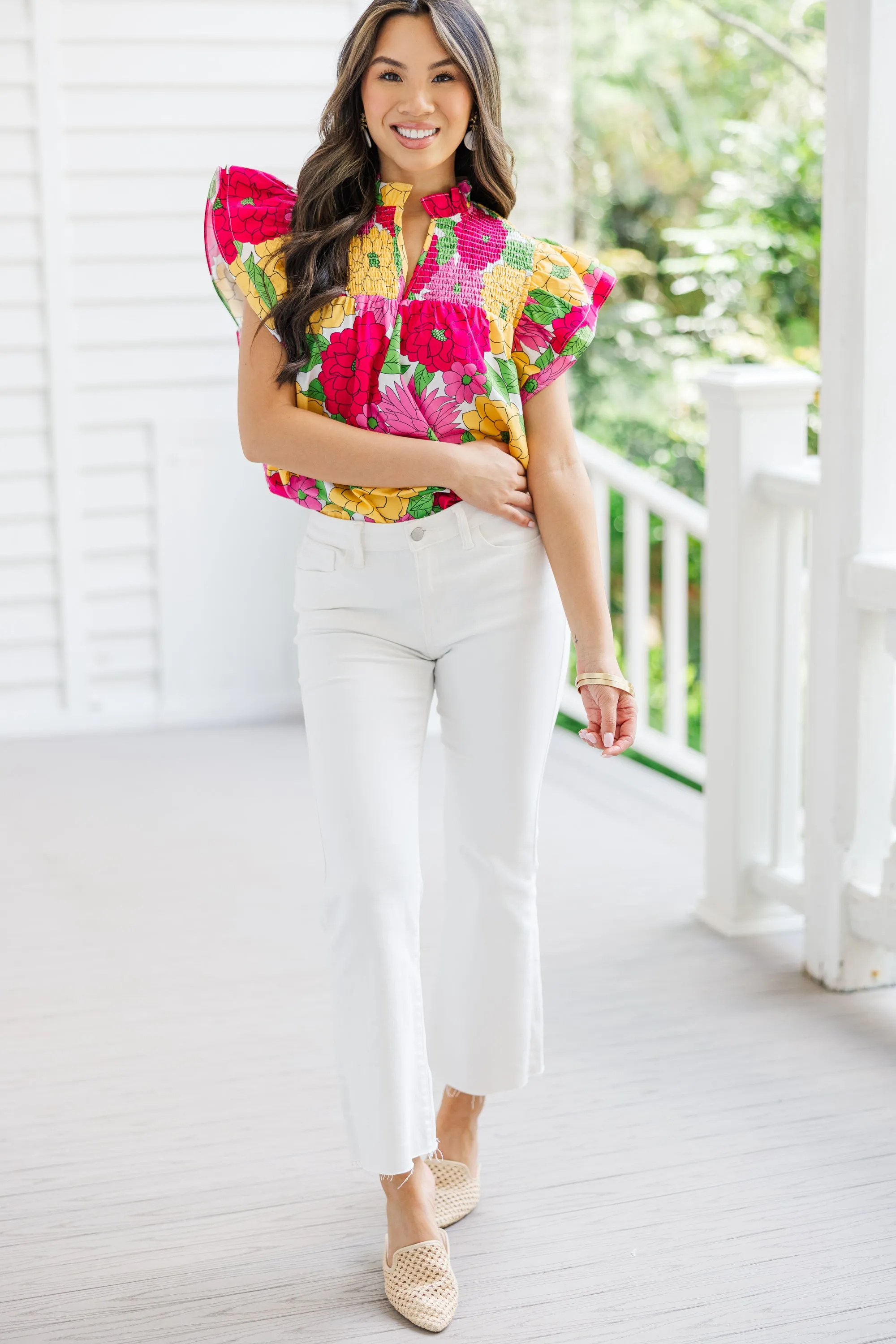 Live Out Loud Pink Floral Blouse