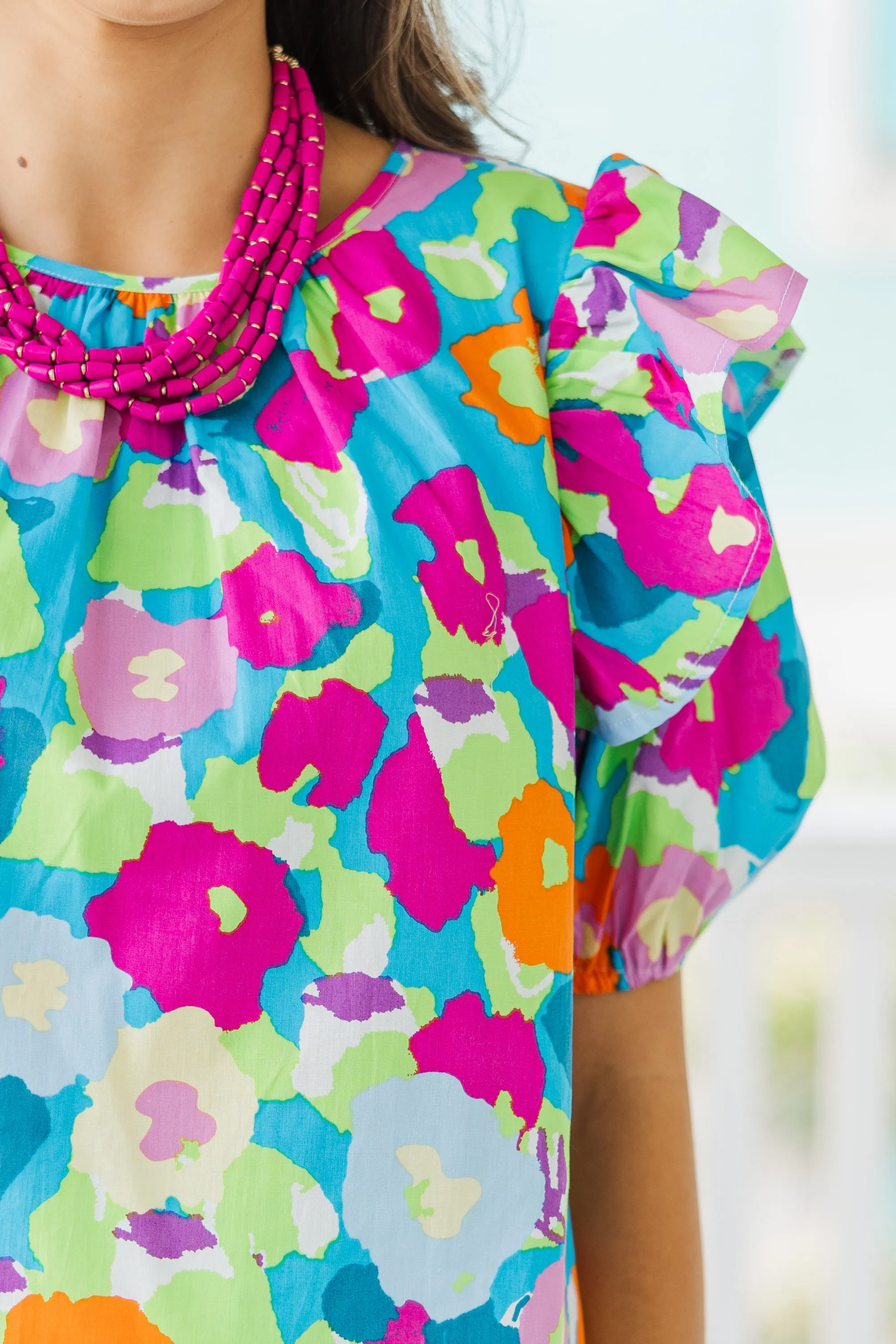 Living In A Dream Blue Floral Blouse