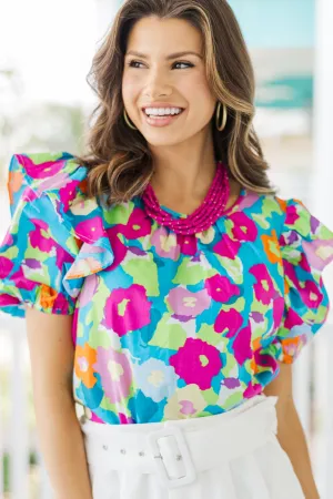 Living In A Dream Blue Floral Blouse