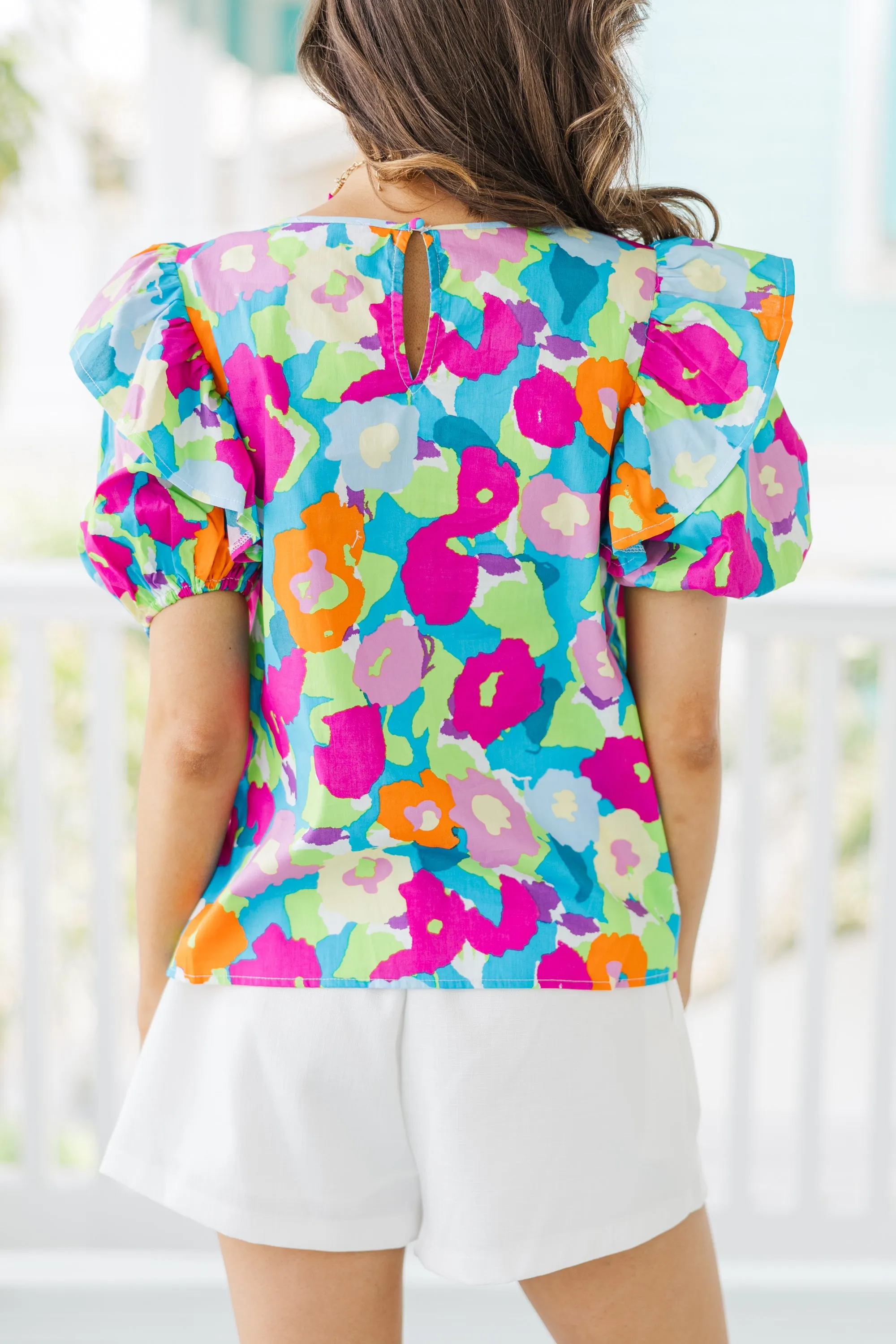 Living In A Dream Blue Floral Blouse